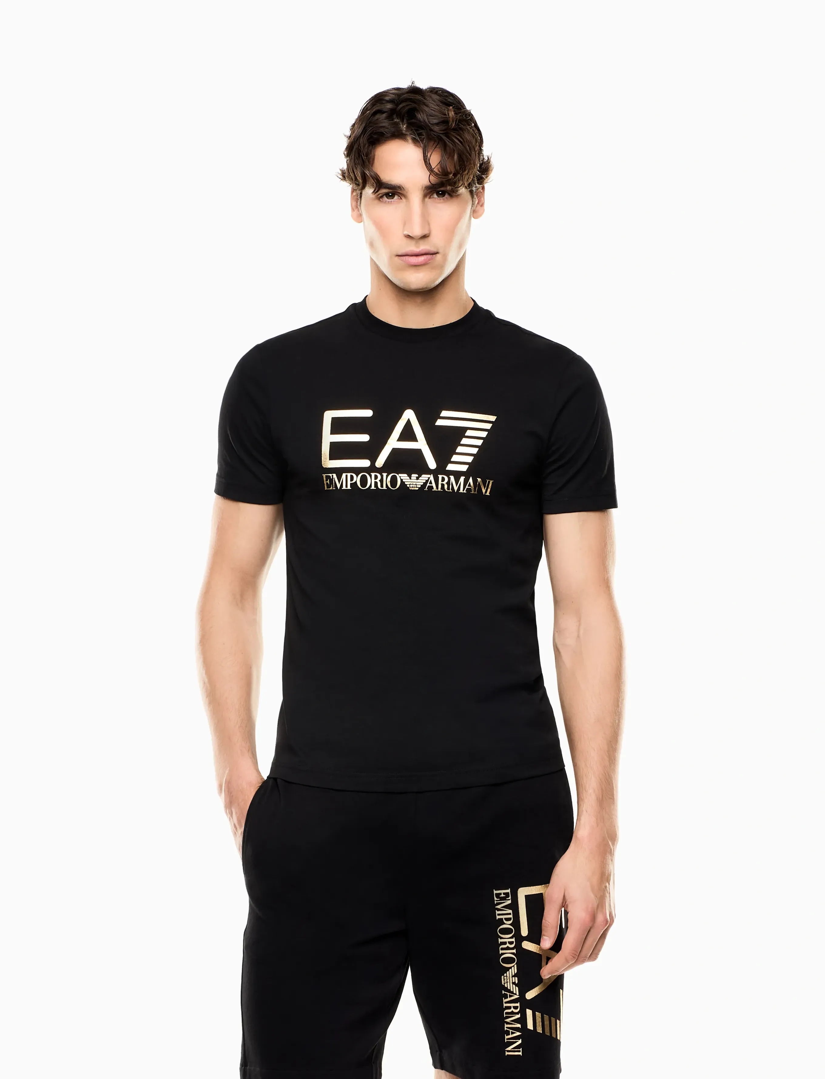 EA7 T-SHIRT - T-krekli - BLACK/GOLD / black