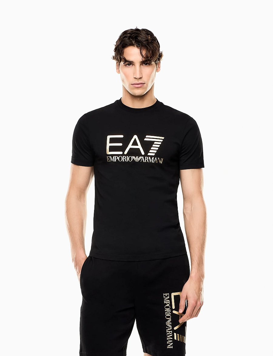 EA7 - T-SHIRT - lühikeste varrukatega t-särgid - black/gold - 0