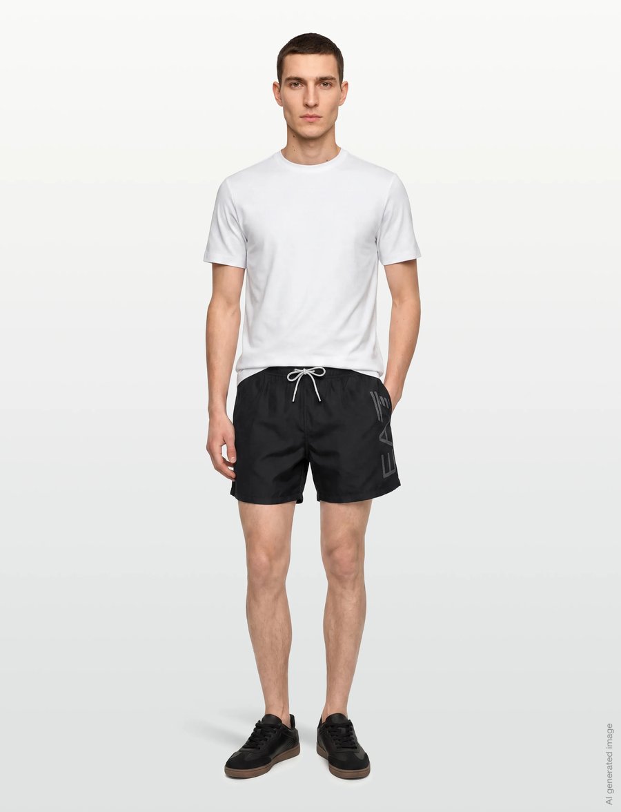 EA7 - SWIMMING TRUNK ACTIVE - swim shorts - black/silver - 0