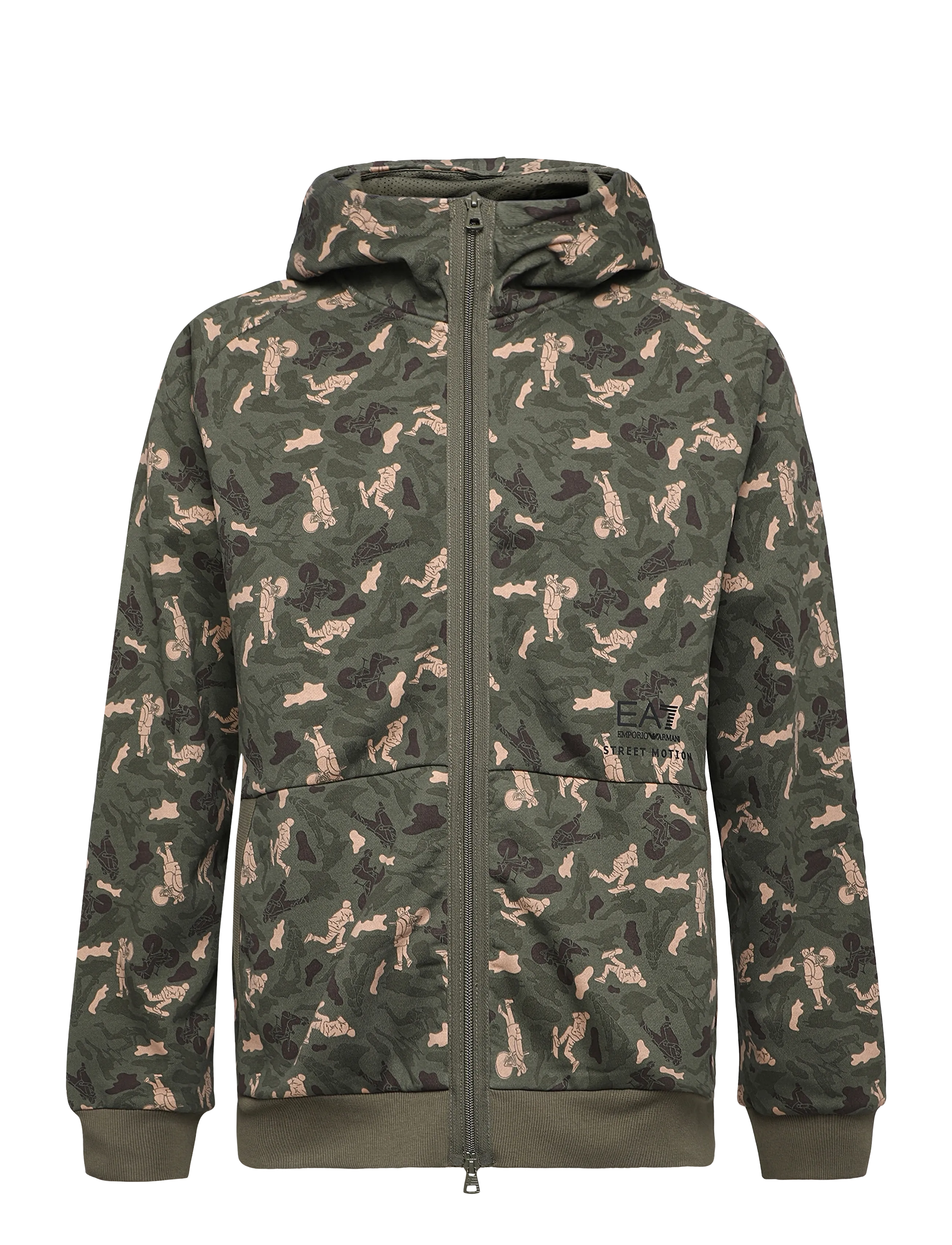 EA7 Sweatshirt, Herren, Kapuzen Sweatshirt Mit Reißverschluss, Khaki, Gr: XS