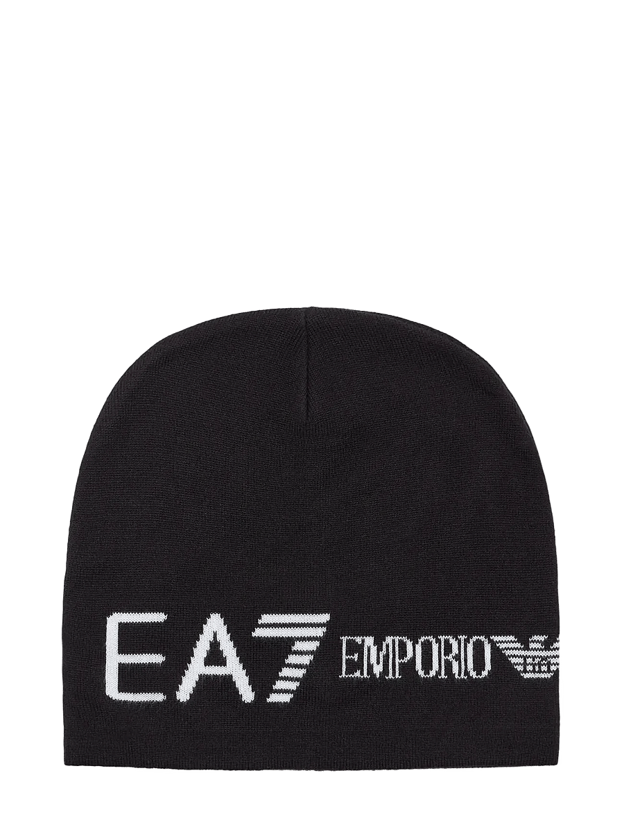 EA7 - BEANIE HAT - kootud mütsid - black/white - 1