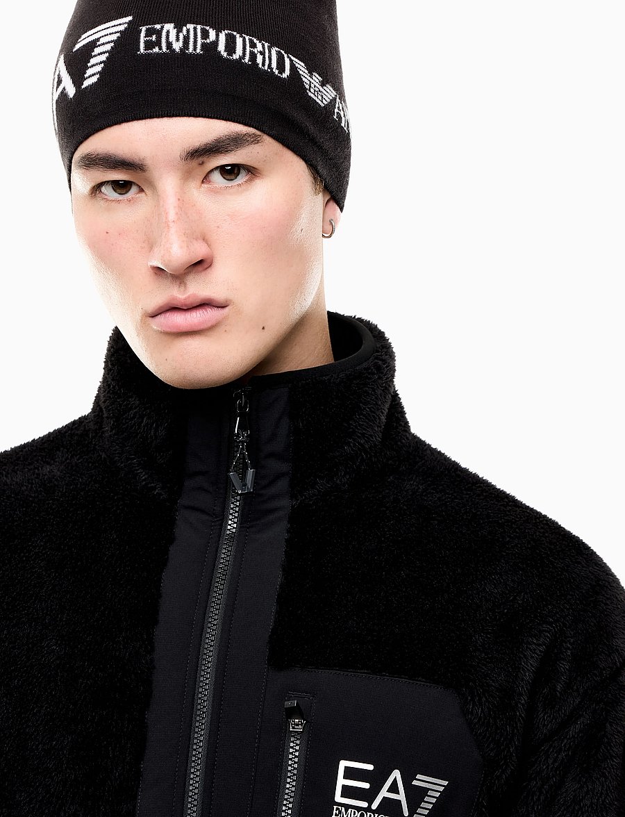 EA7 - BEANIE HAT - kootud mütsid - black/white - 0