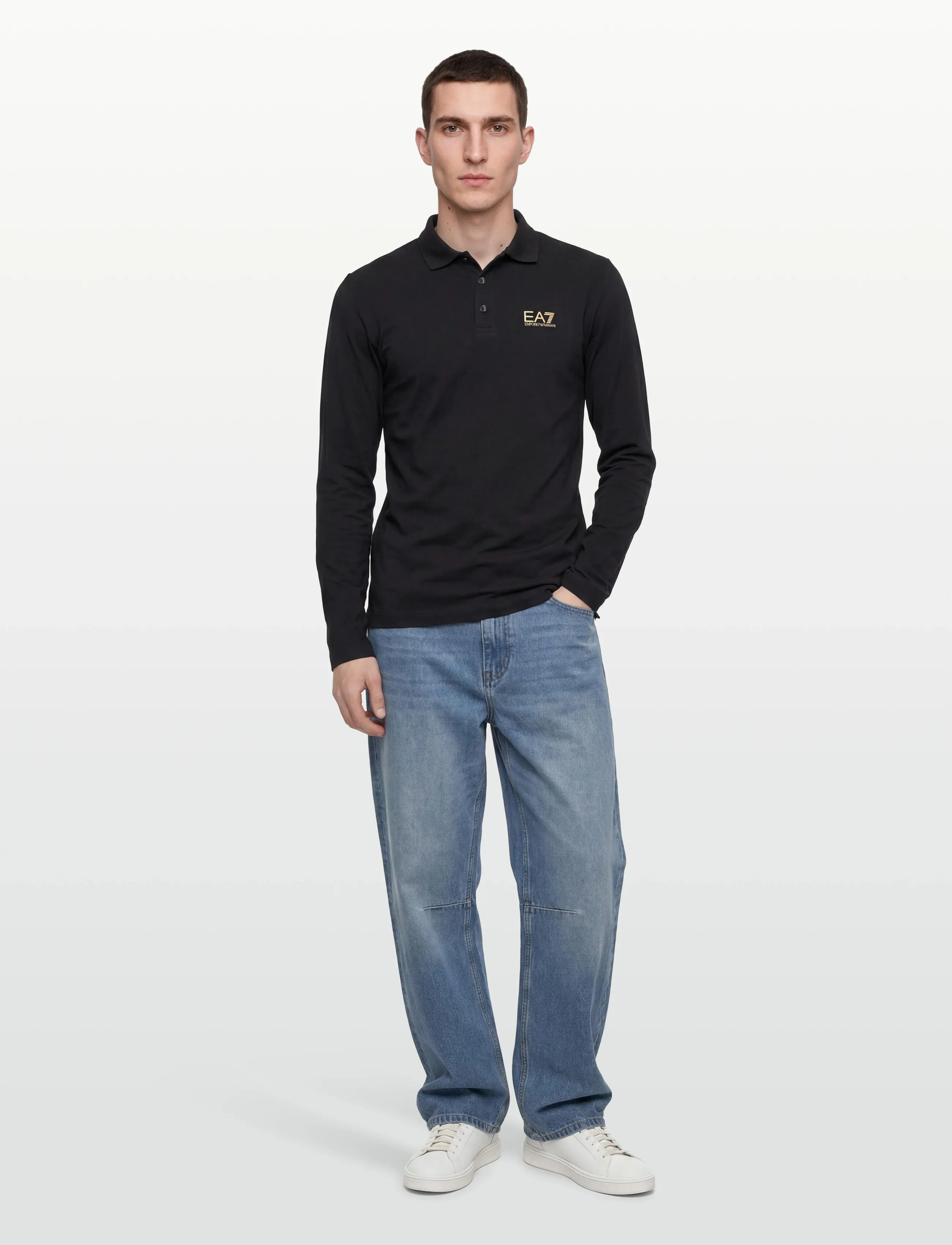 EA7 Polo Shirt, L, Polos, Schwarz - Long-sleeved, Männerswear