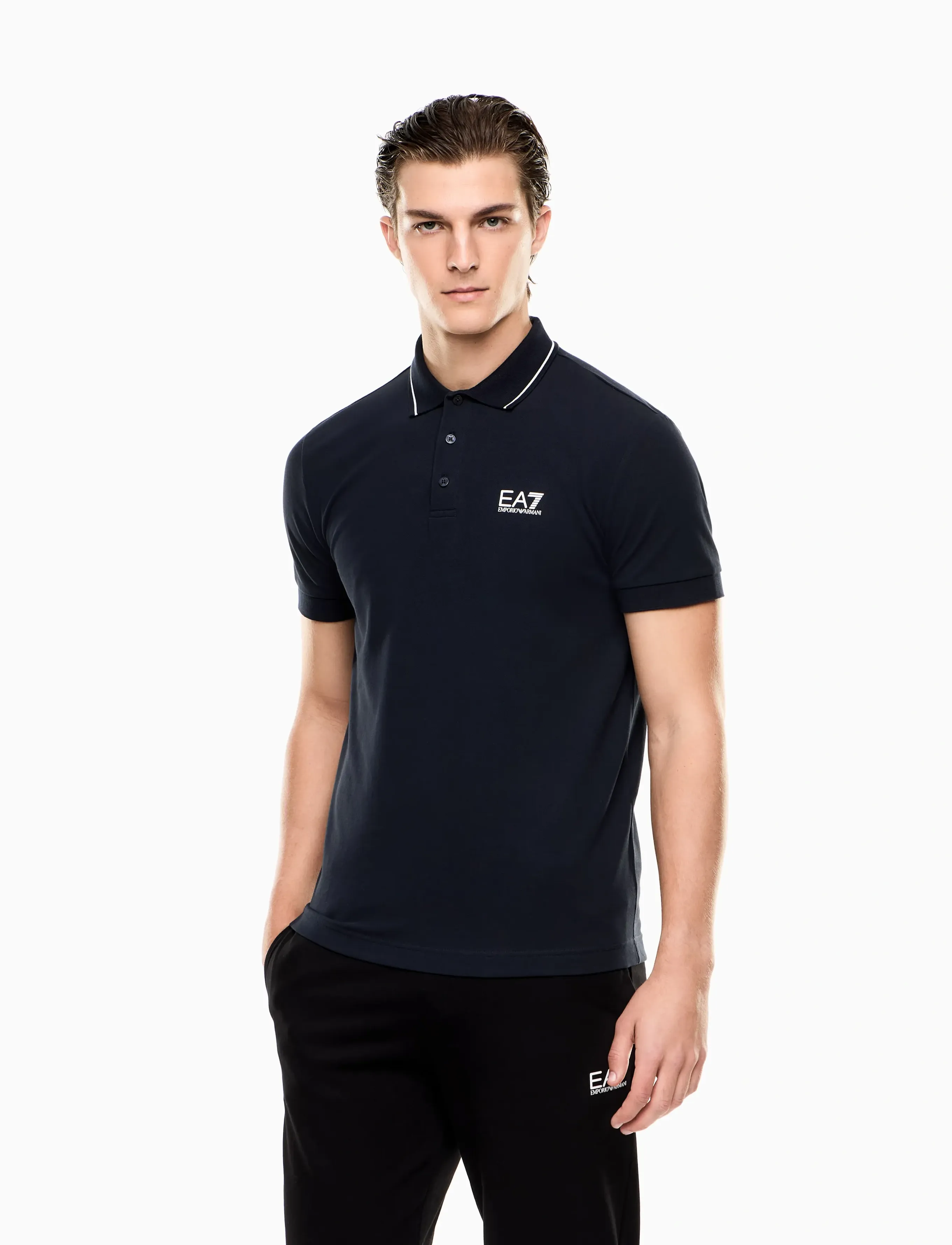 EA7 Polo Shirt, S, Polos, Marineblau - Short-sleeved, Männerswear