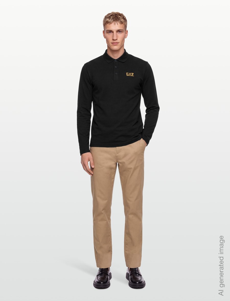 EA7 - POLO SHIRT - pikkade varrukatega polod - black/gold - 0