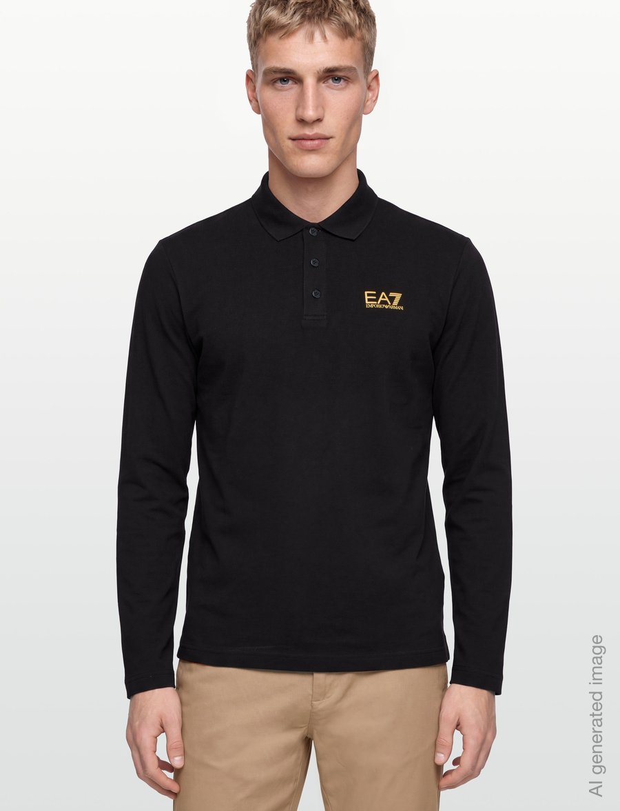 EA7 - POLO SHIRT - pikkade varrukatega polod - black/gold - 3