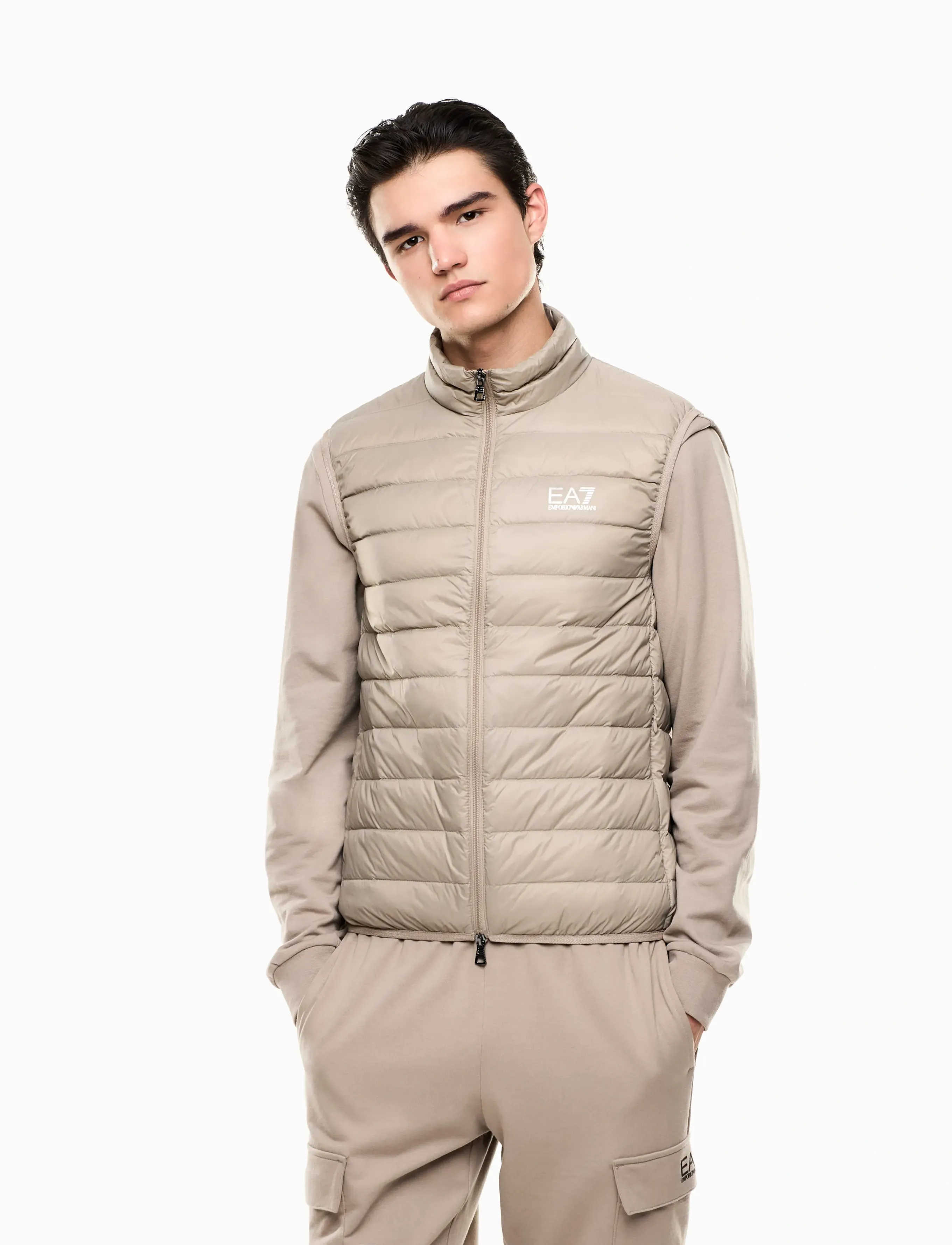 EA7 Down Waistcoat, XL, Beige, Overtøj > Veste, Herre