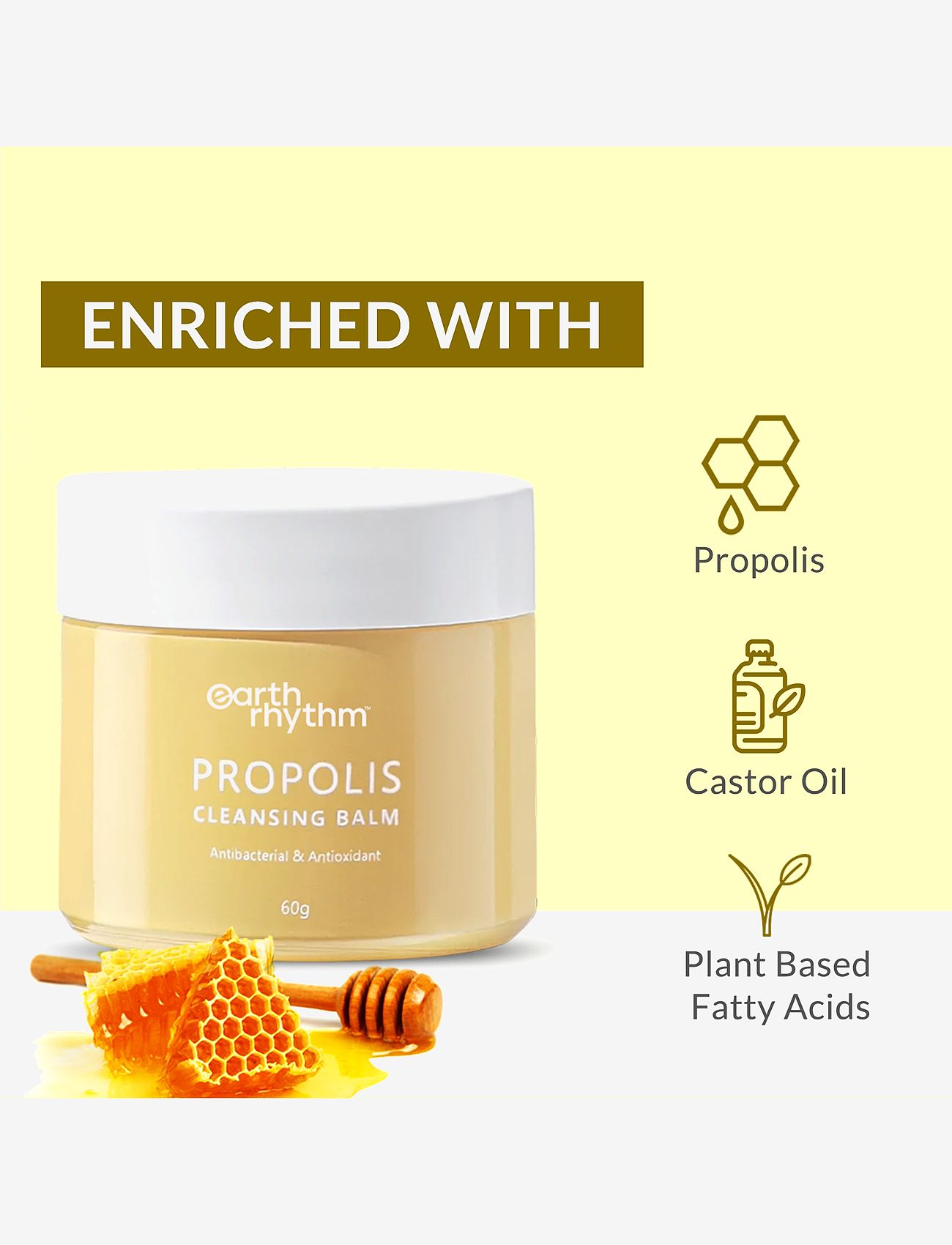 Earth Rhythm - CLEANSING BALM WITH PROPOLIS - cleansing balm - yellow - 1