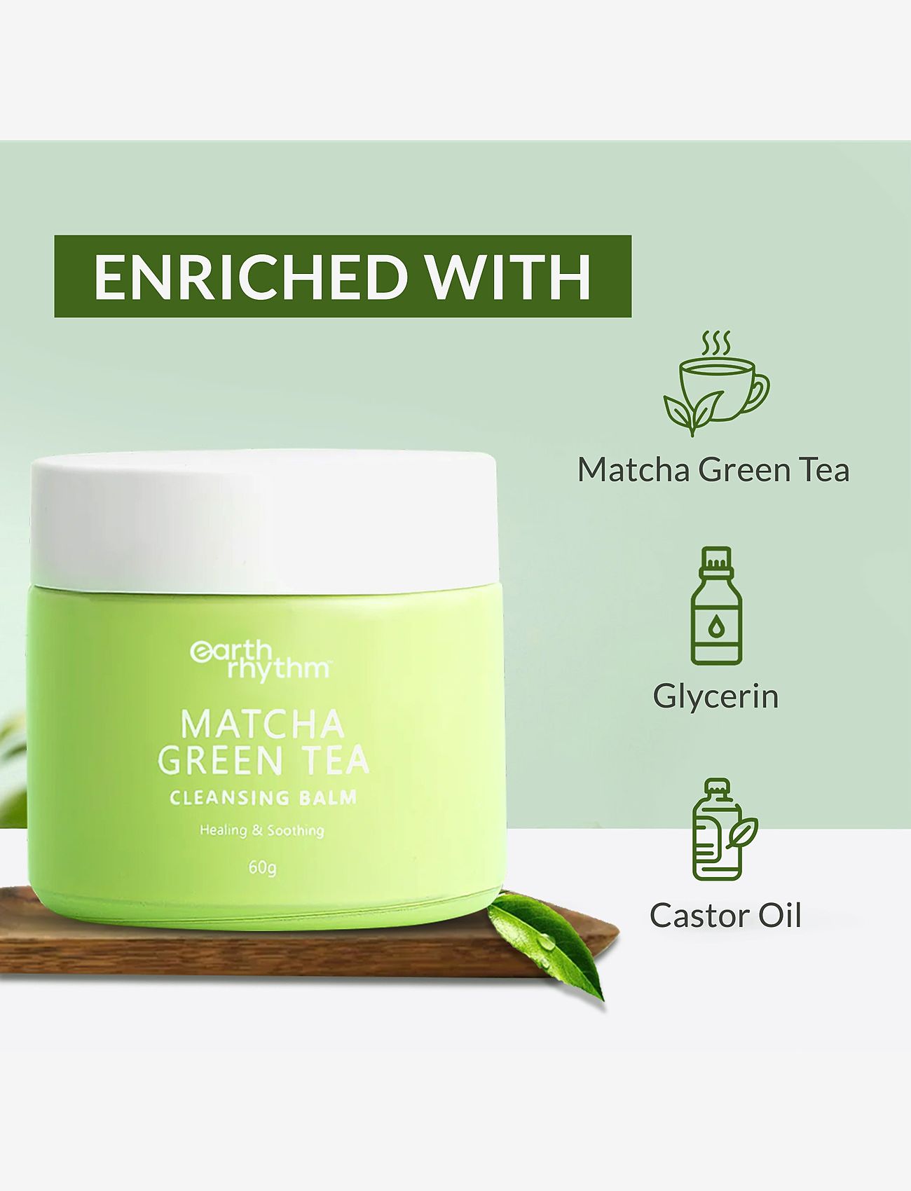 Earth Rhythm - CLEANSING BALM WITH MATCHA GREEN TEA - cleansing balm - green - 1