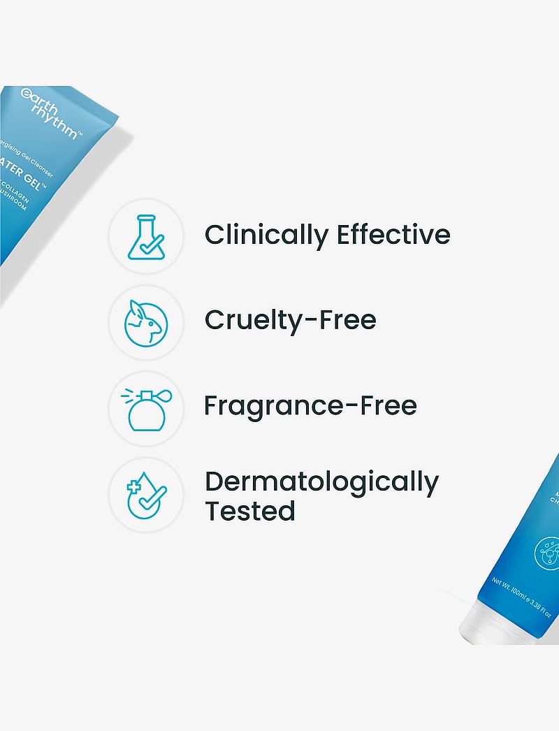 Earth Rhythm - ENERGISING WATER GEL CLEANSER WITH MARINE COLLAGEN - näopesu - clear - 3