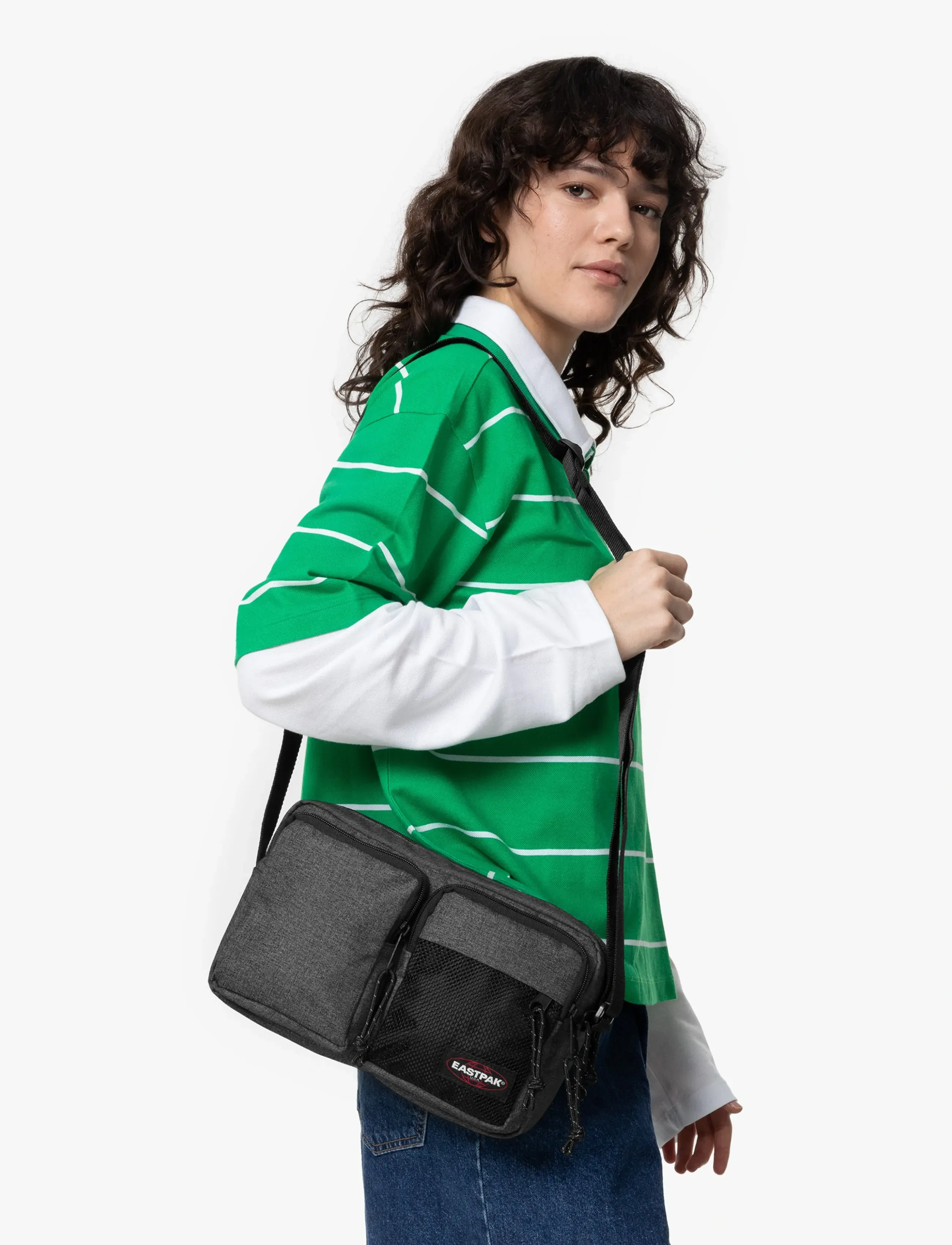 Eastpak Dbl Crossbody, Mænd, Dobbeltlomme Crossbody Taske, Grå, Str: ONE SIZE