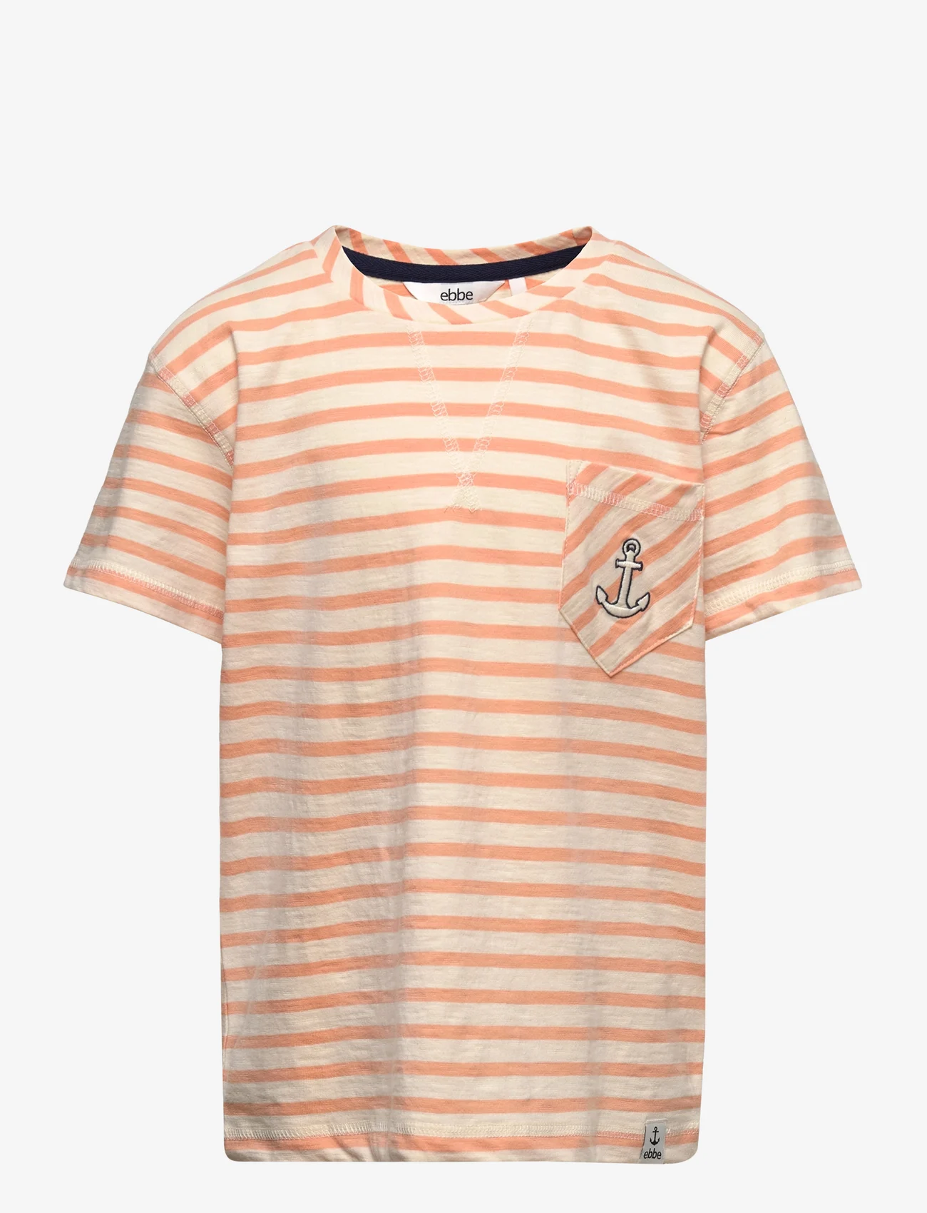 ebbe Kids - Steven t-shirt - trumpomis rankovėmis - 0963 coral stripe - 0