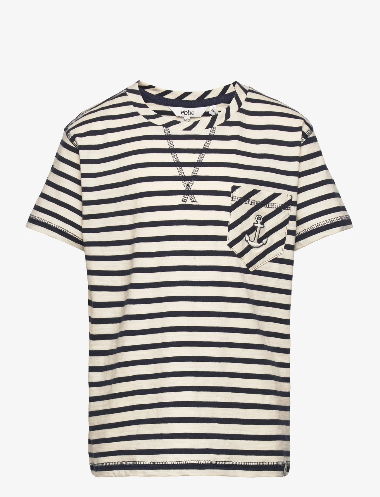 ebbe Kids - Steven t-shirt - ar īsām piedurknēm - offwhite stripe - 0