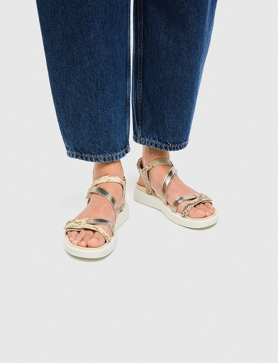ECCO - SOFT SANDAL W - flache sandalen - python/pure cashmere metallic - 0