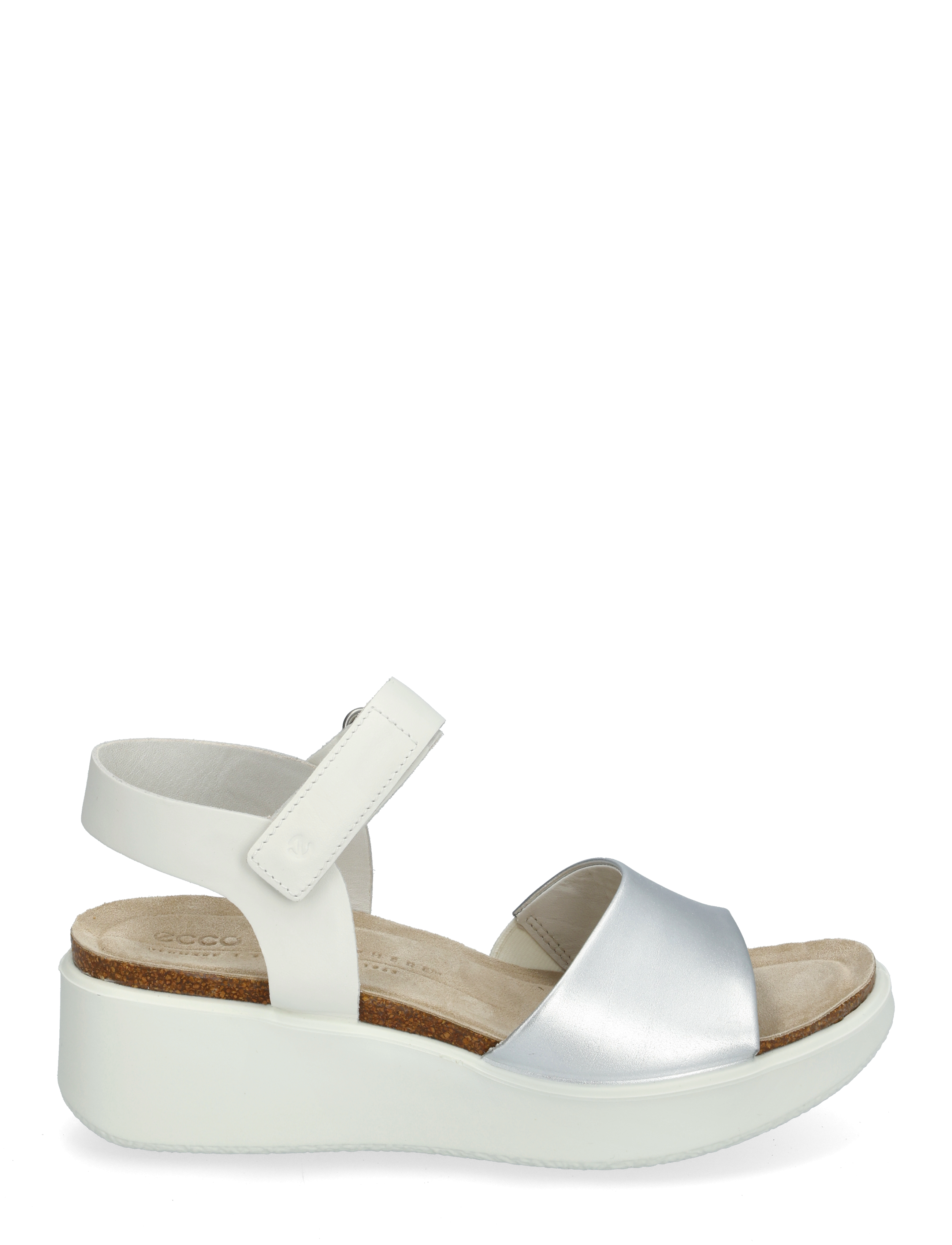 ECCO - FLOWT WEDGE - Þykkbotna sandalar - pure silver/white - 1