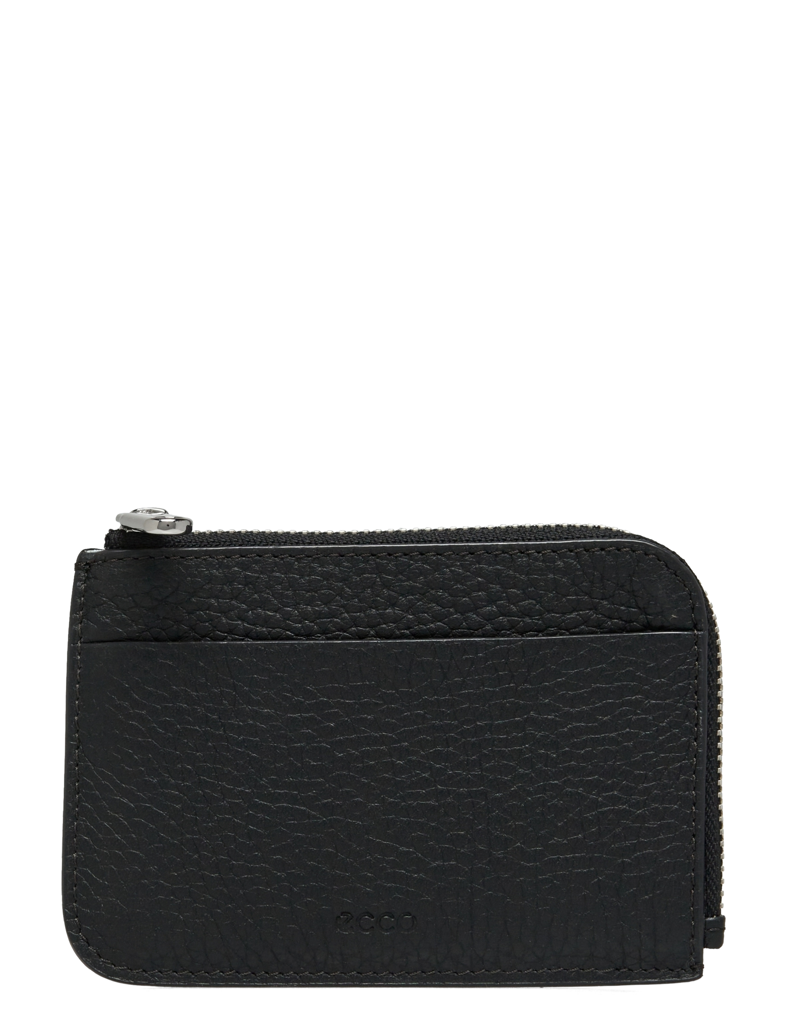 ECCO Card Case Zipped Pebbled Leather, Kvinder, Kortetui, Sort, Str: ONE SIZE