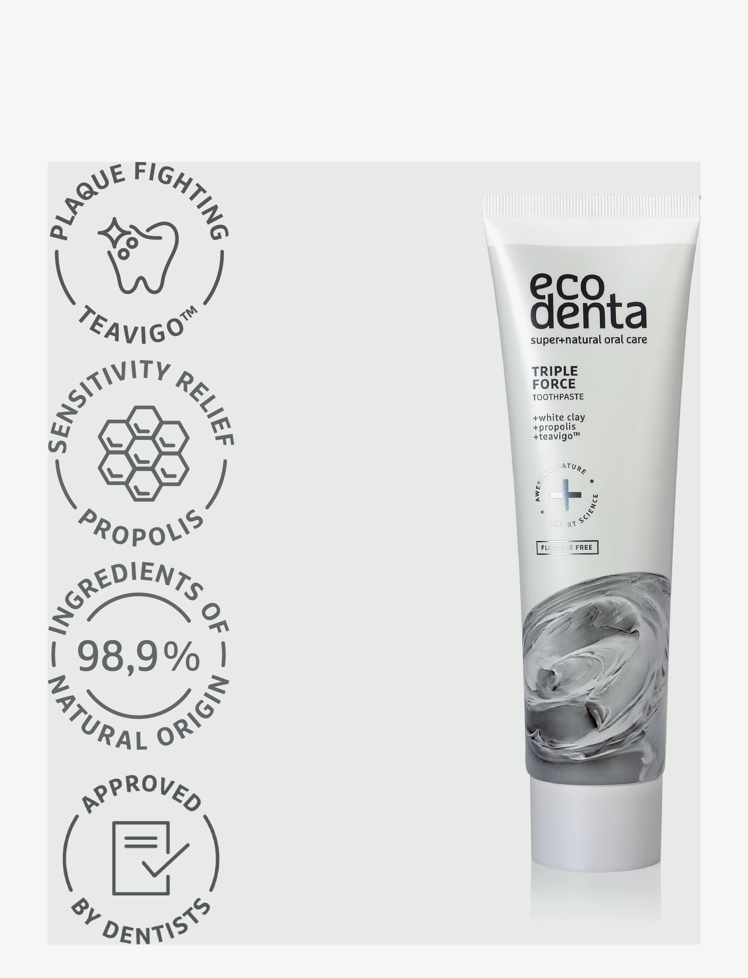 Ecodenta - Ecodenta Triple Force Toothpaste - hammastahnat - clear - 3