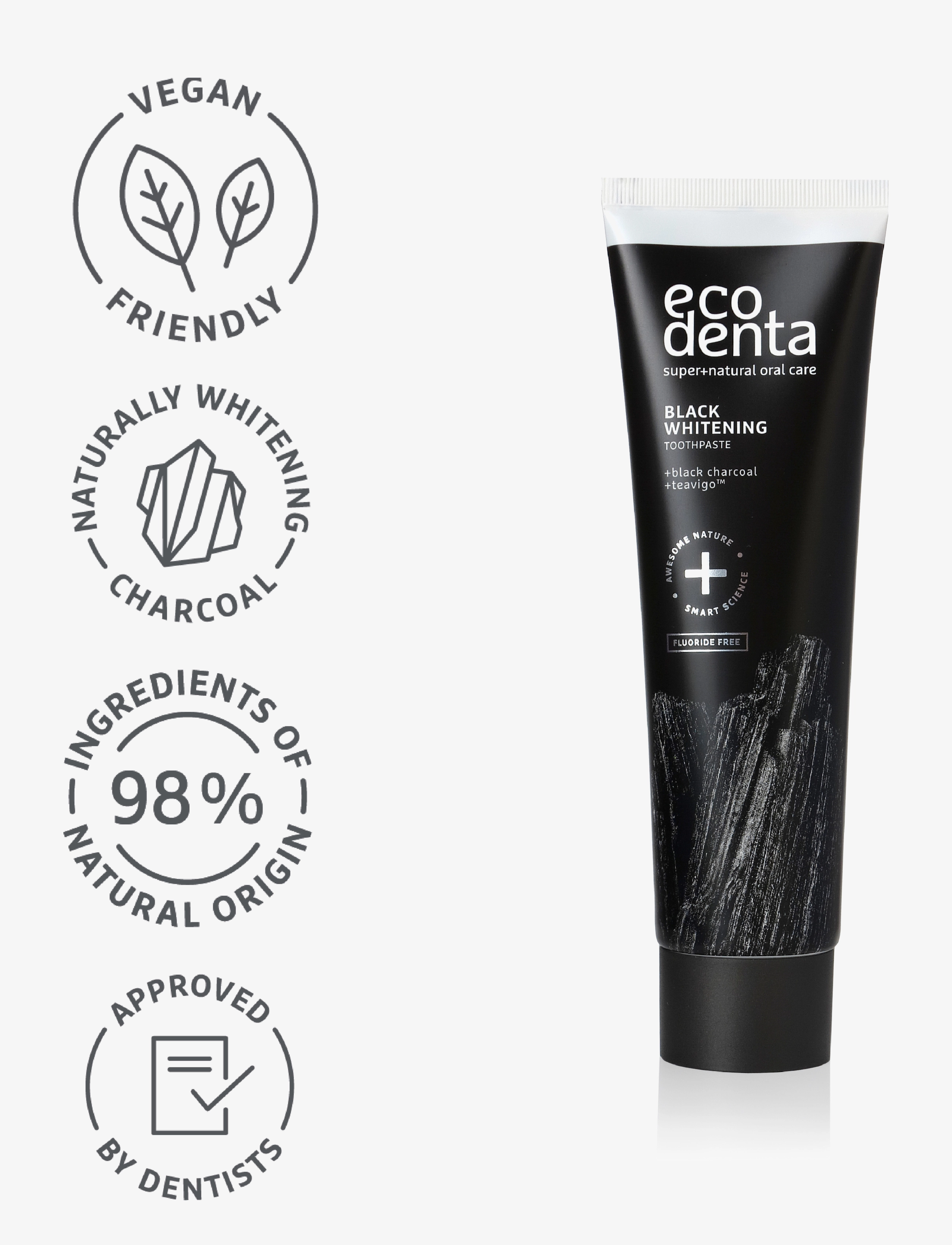 Ecodenta - Ecodenta Black Whitening Charcoal Toothpaste - hammastahnat - clear - 2