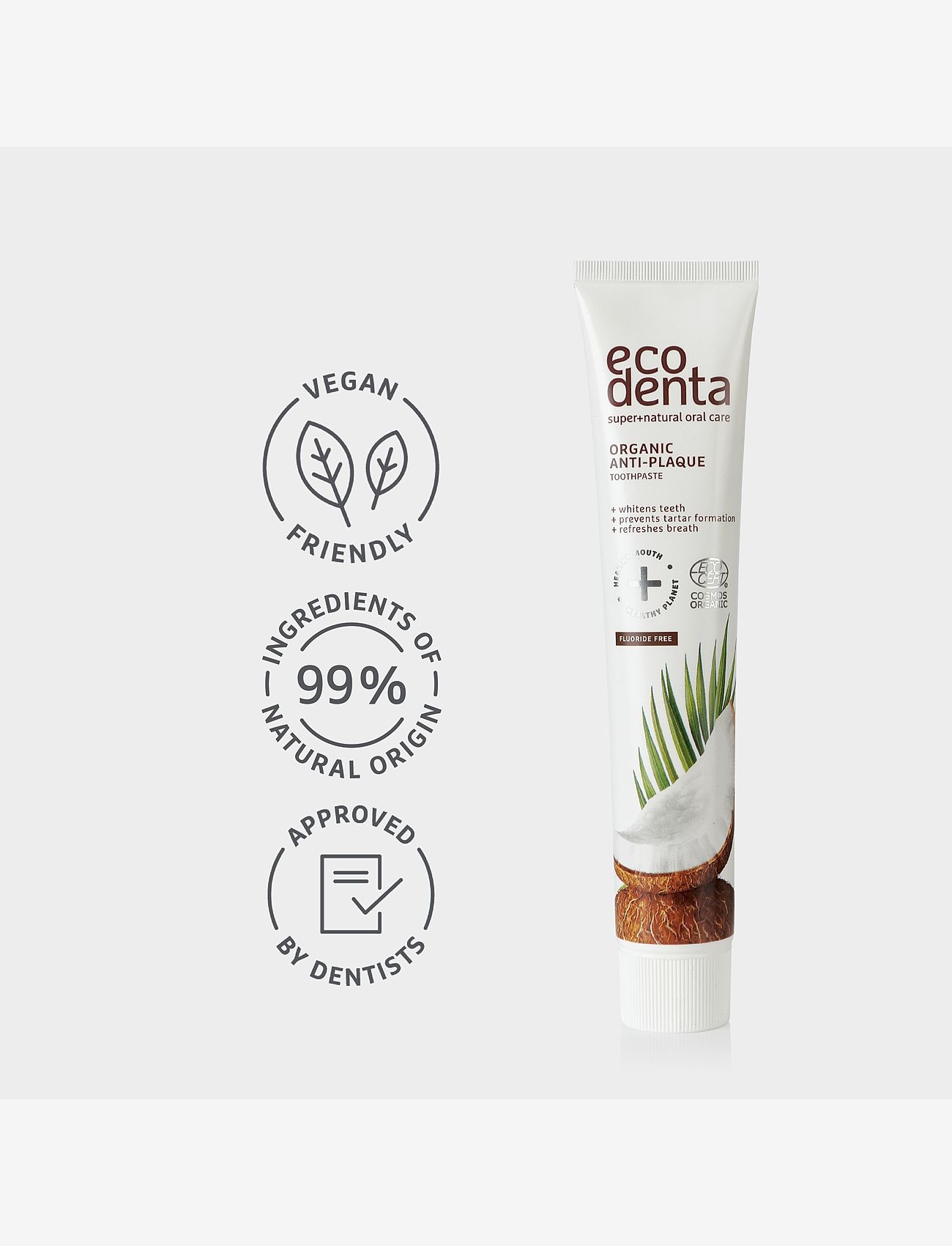 Ecodenta - Ecodenta Certified Organic Anti-Plaque Toothpaste with Coconut Oil 75 ml - tandpasta - clear - 3