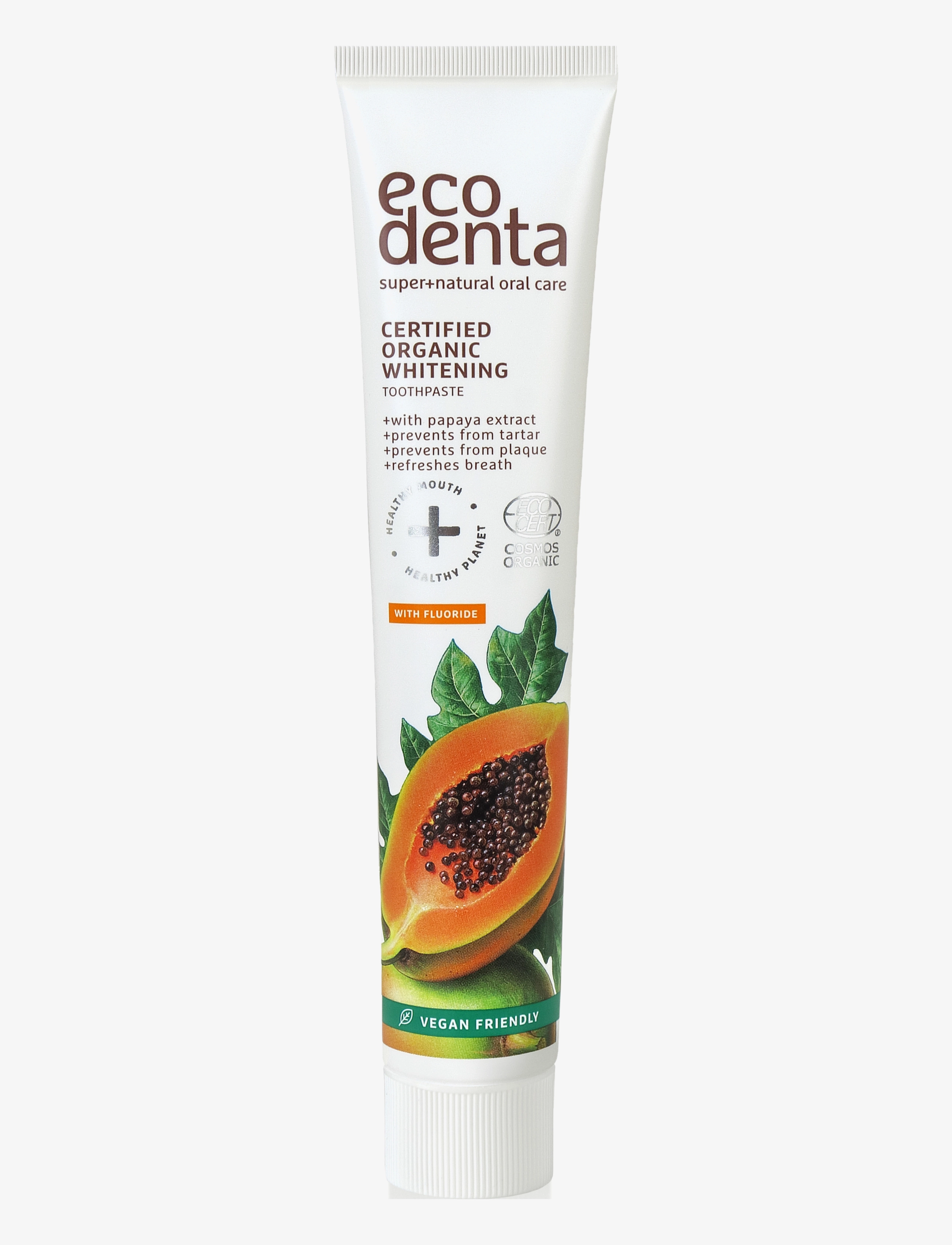 Ecodenta Certified Organic Whitening Toothpaste With Papaya Ectract, Tandpasta, Nude, Str: 75 ml