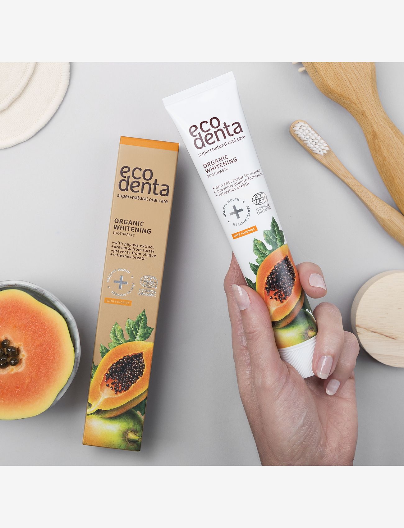 Ecodenta - Ecodenta Certified Organic Whitening Toothpaste with Papaya Ectract - tandkräm - clear - 1