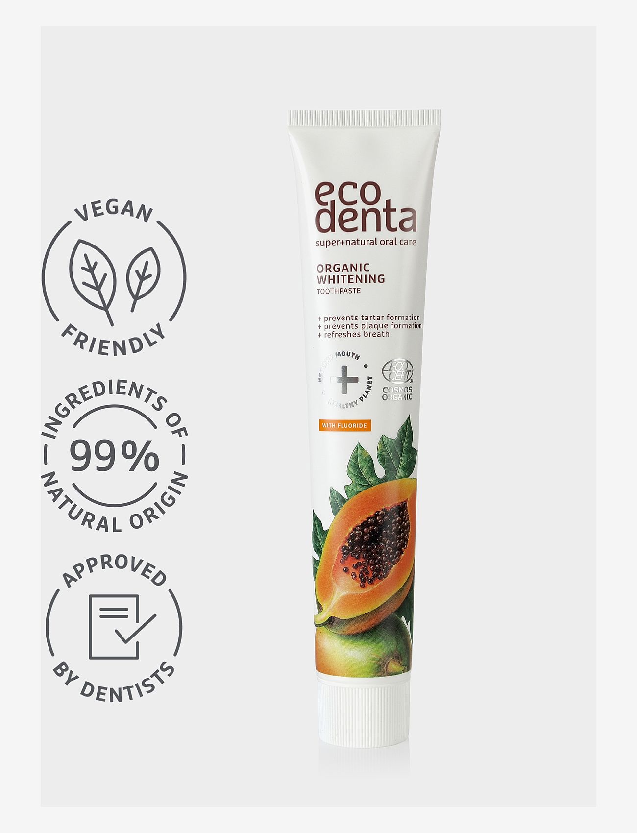 Ecodenta - Ecodenta Certified Organic Whitening Toothpaste with Papaya Ectract - tandkräm - clear - 3