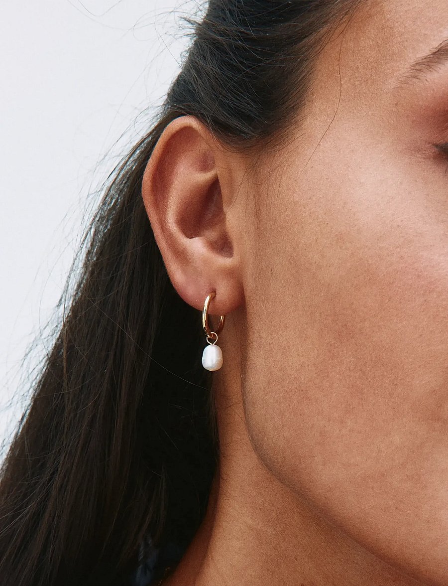 Edblad - Perla Hoops - pärlörhängen - gold - 0