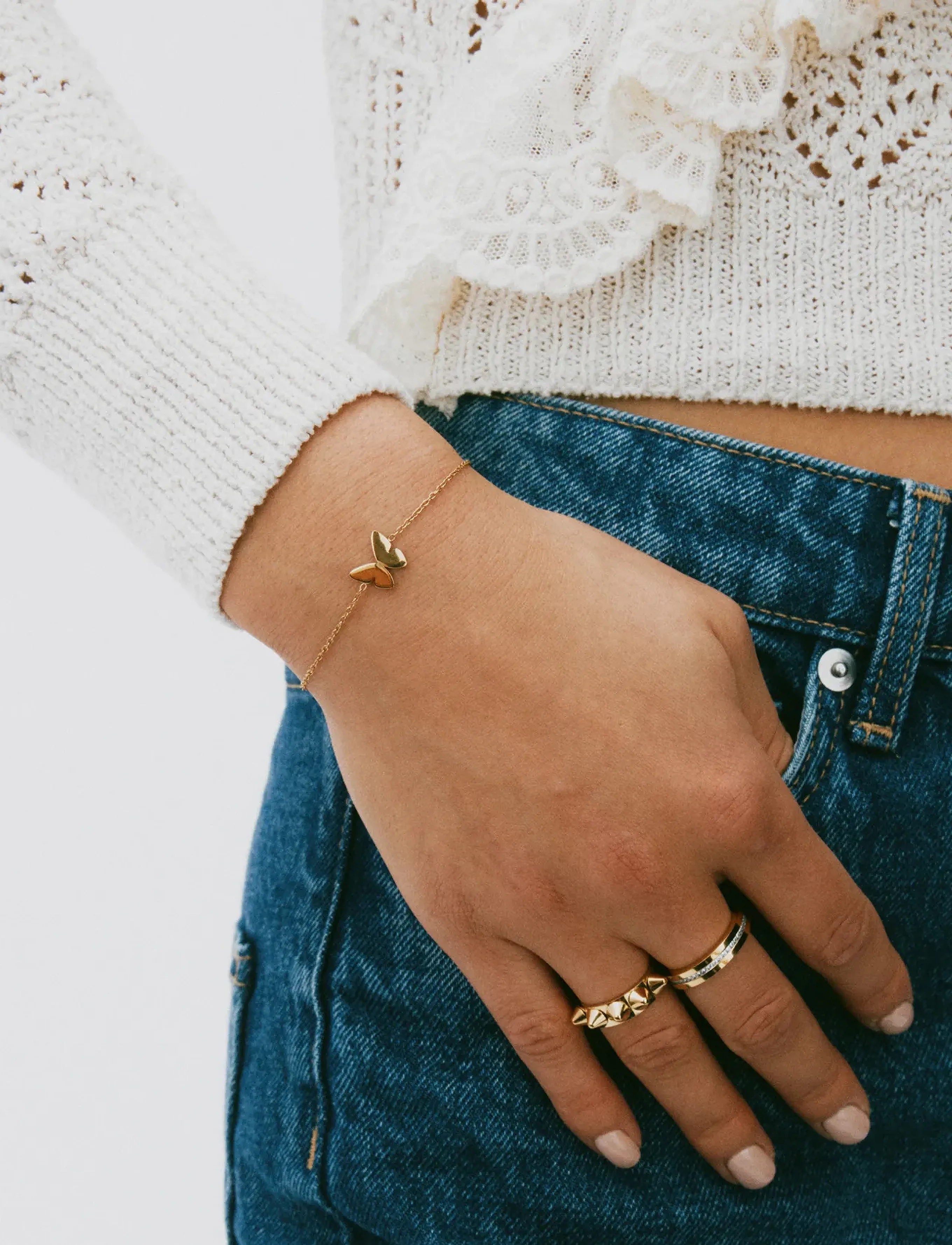 Edblad Papillon Bracelet Gold, Kvinder, Sommerfugl Armbånd, Guld, Str: ONE SIZE 18 cm