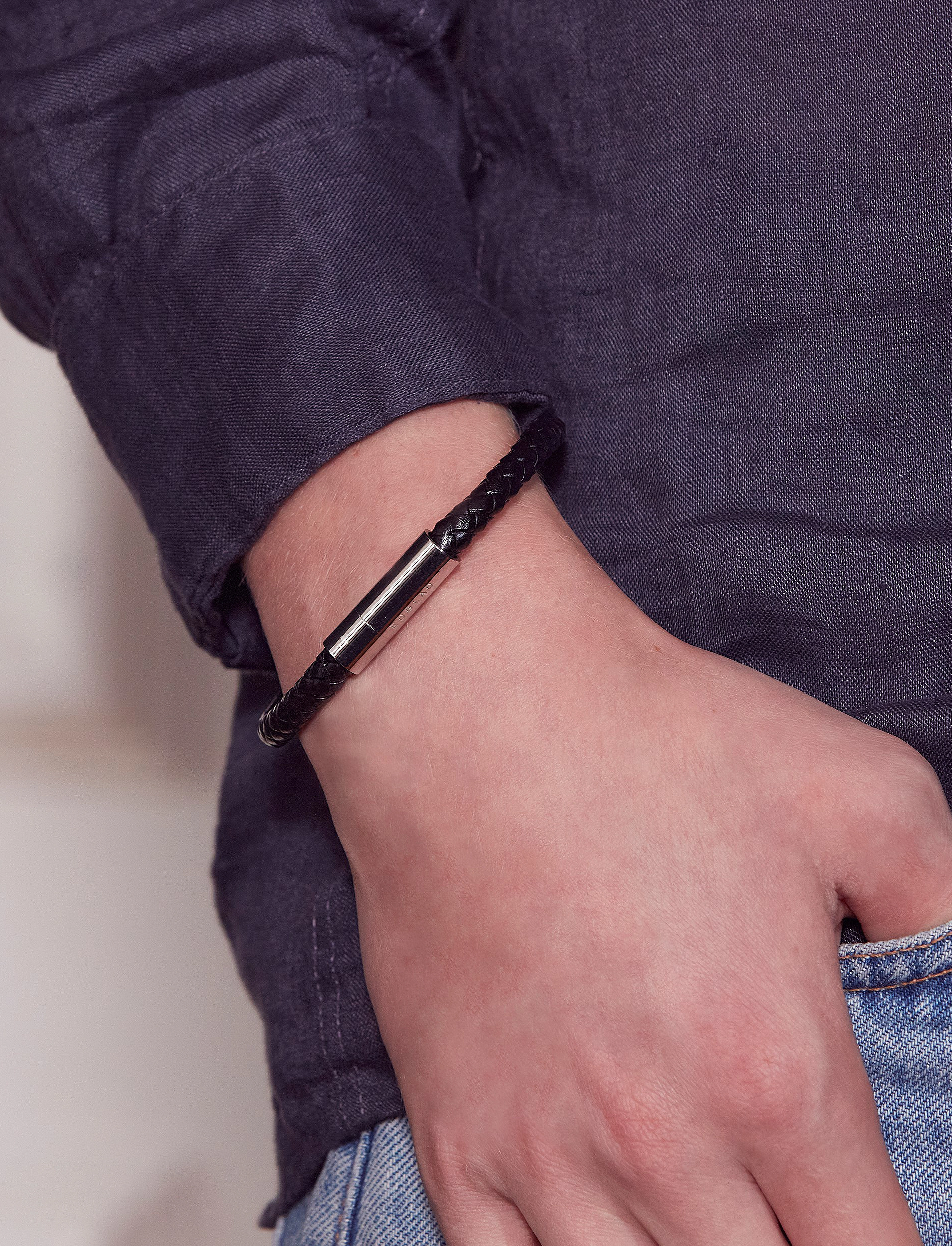 Edblad Franky Bracelet Leather, L x 20.5, Jewellery, Schwarz - Bracelets, Männerswear