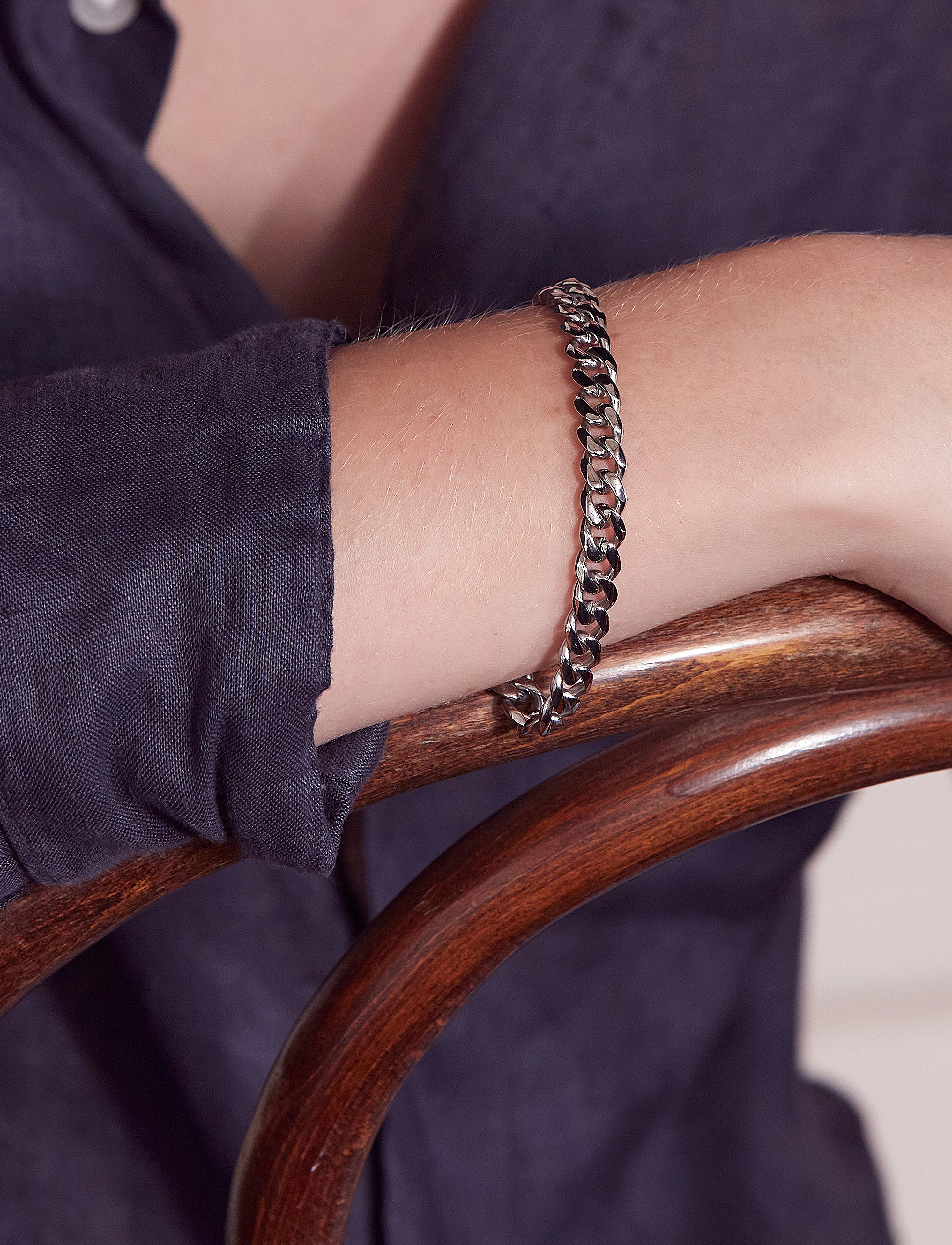 Edblad Clark Chain Bracelet, Mænd, Kædearmbånd, Sølv, Str: L x 21.5