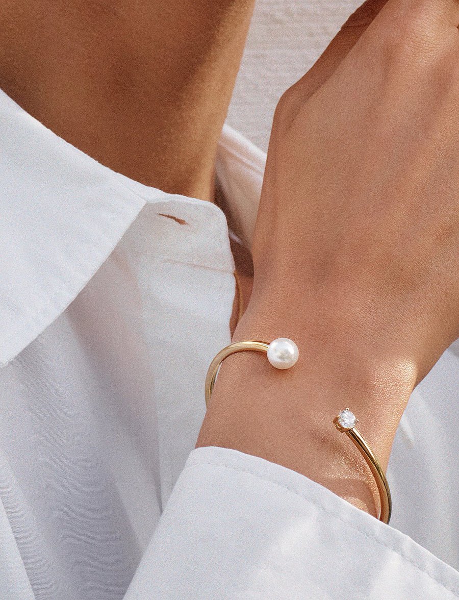 Edblad - Luna Bangle - helmirannekorut - gold - 0