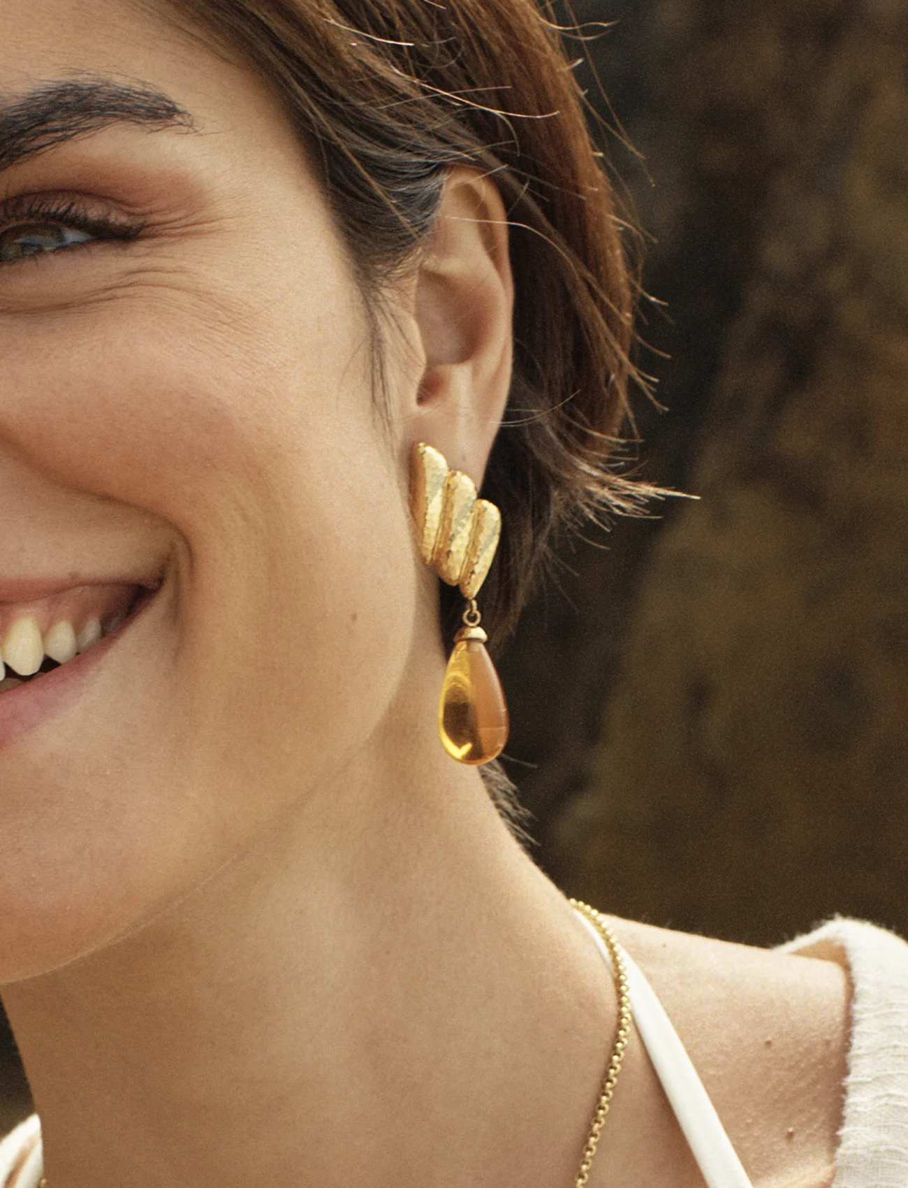 Edblad - Cali Earrings Amber - pendant earrings - gold - 0
