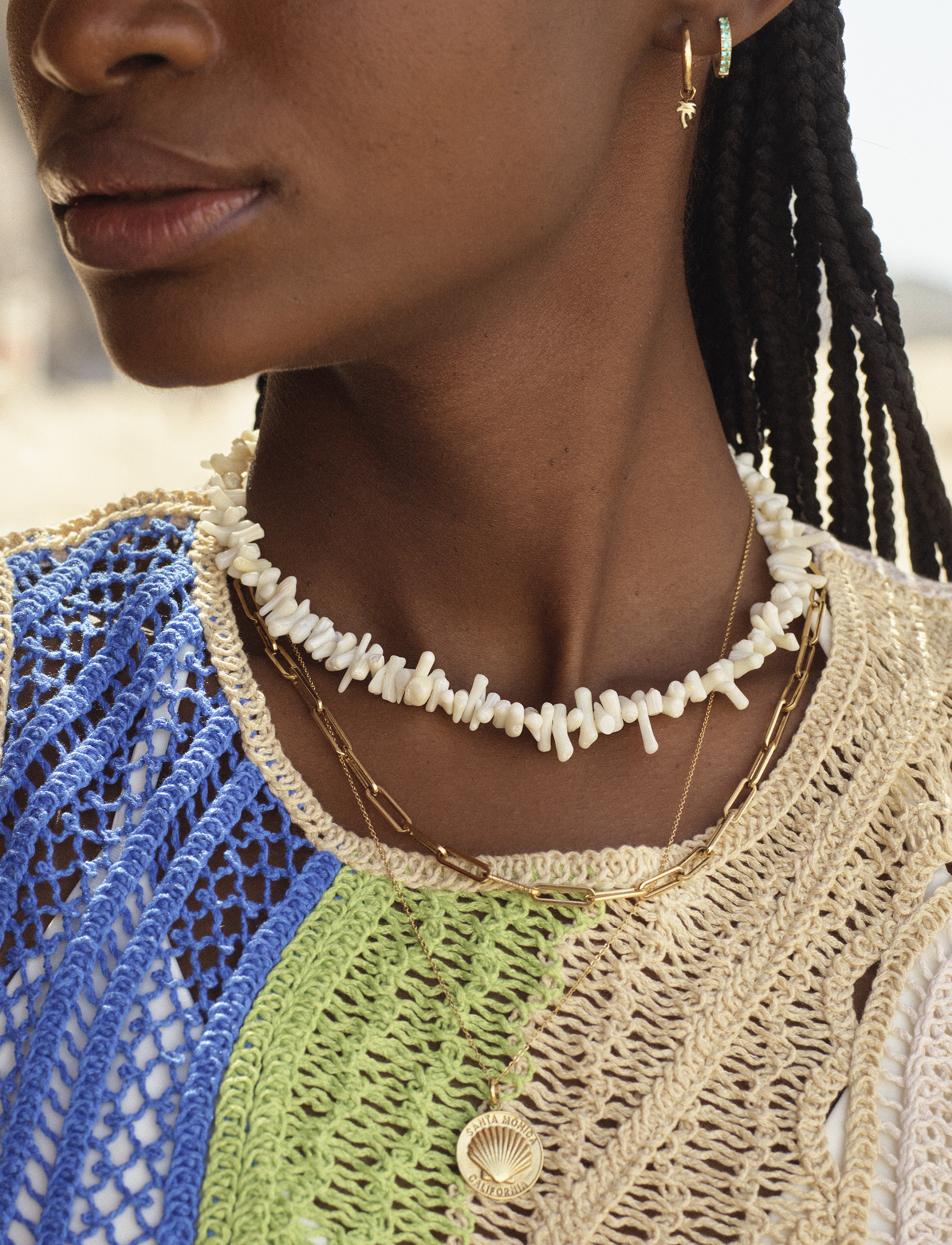 Edblad Riviera Necklace - Asusteet - OFFWHITE GOLD / white