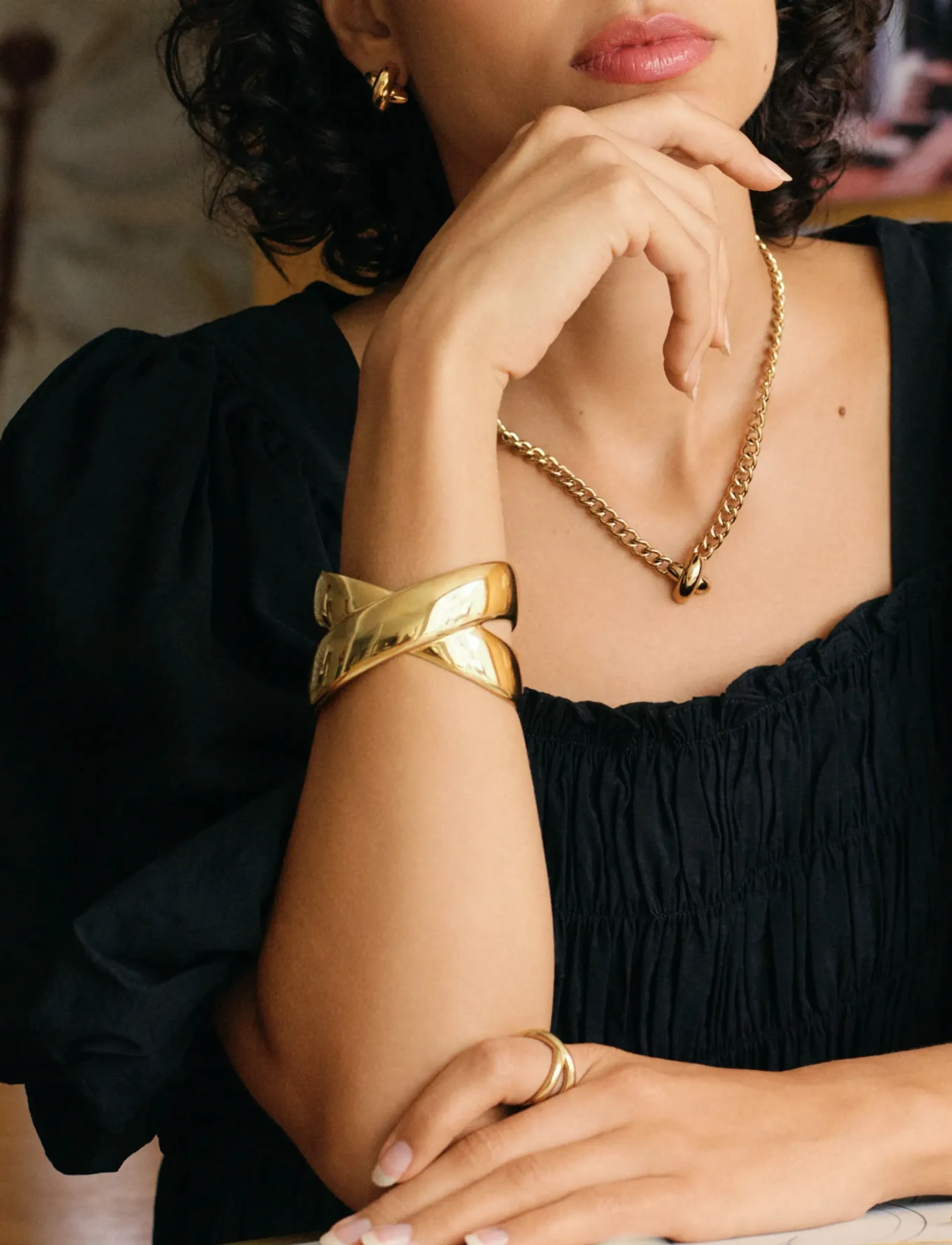Edblad Alexa Bangle Gold, L, Gold, Armbånd > Armringe, Dame