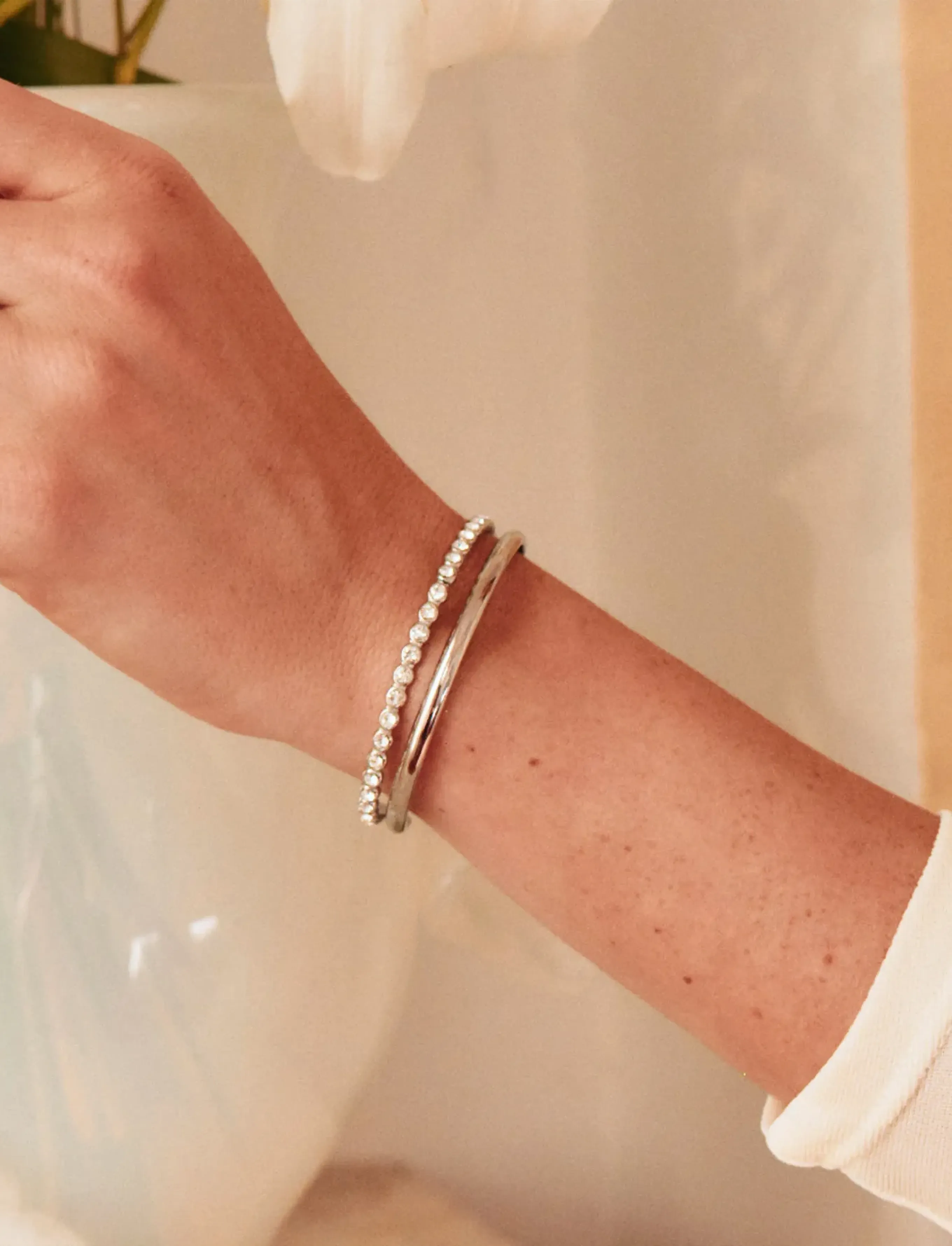 Edblad Grace Bangle Steel, L, Silver, Armbånd > Armringe, Dame