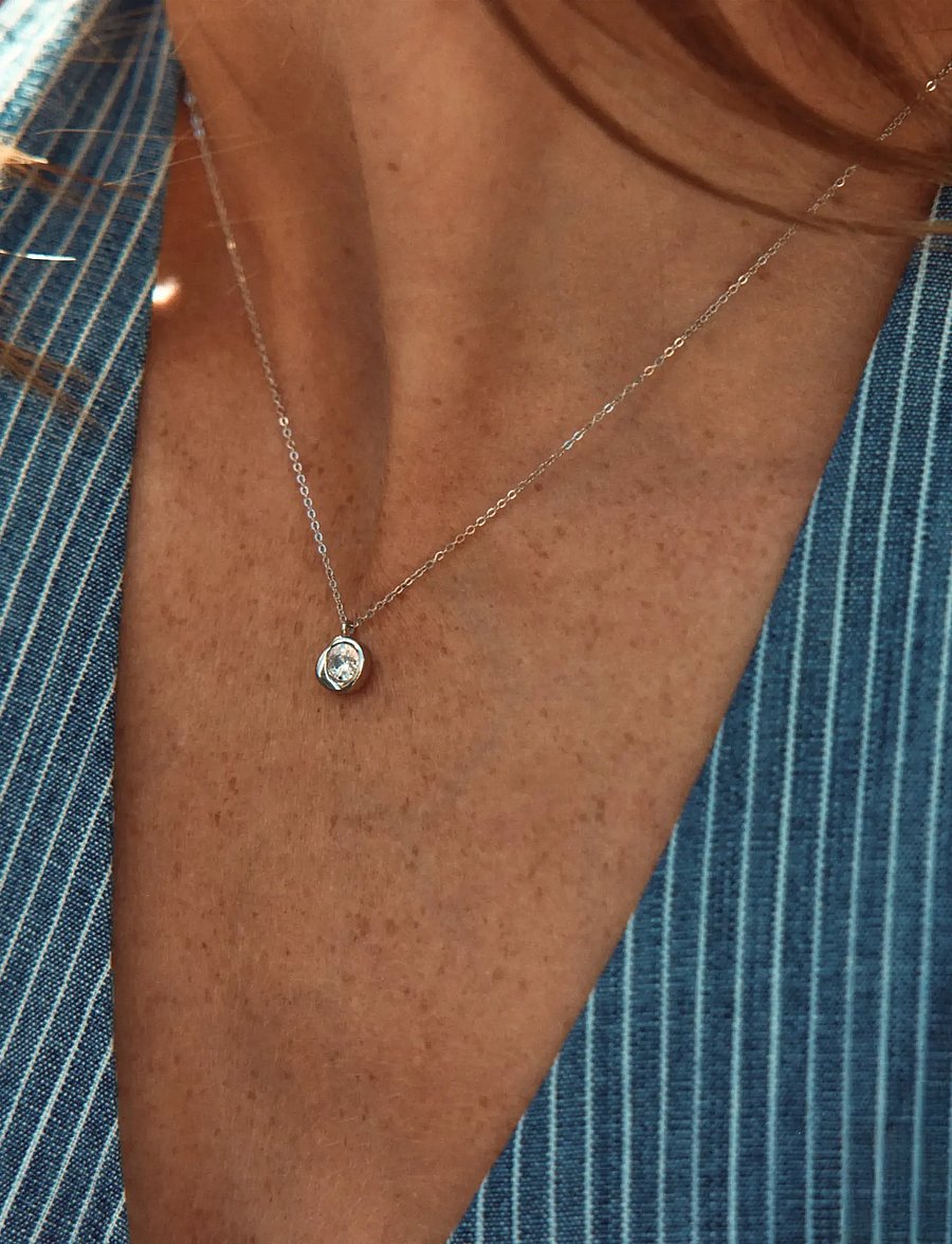 Edblad - Ocean Gem Necklace S Steel - halsband - silver - 0