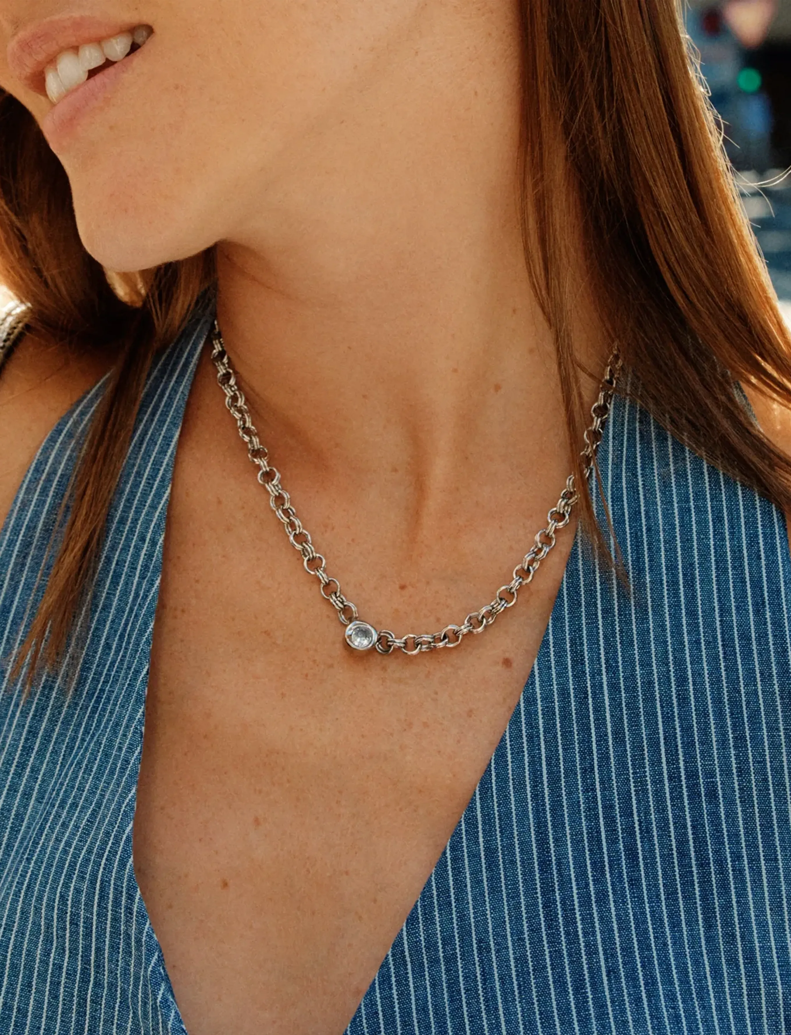 Edblad Ocean Gem Necklace L Steel, One Size, Necklaces, Silber - Chain Frauen