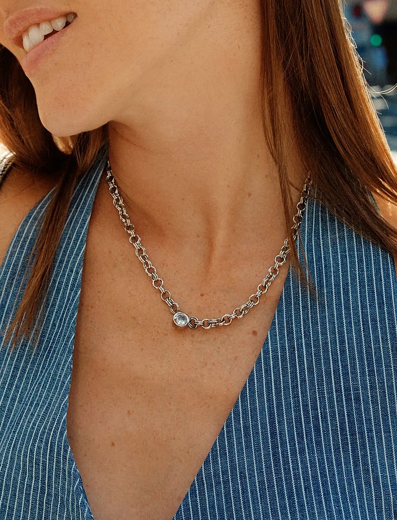 Edblad - Ocean Gem Necklace L Steel - halsketten - silver - 0