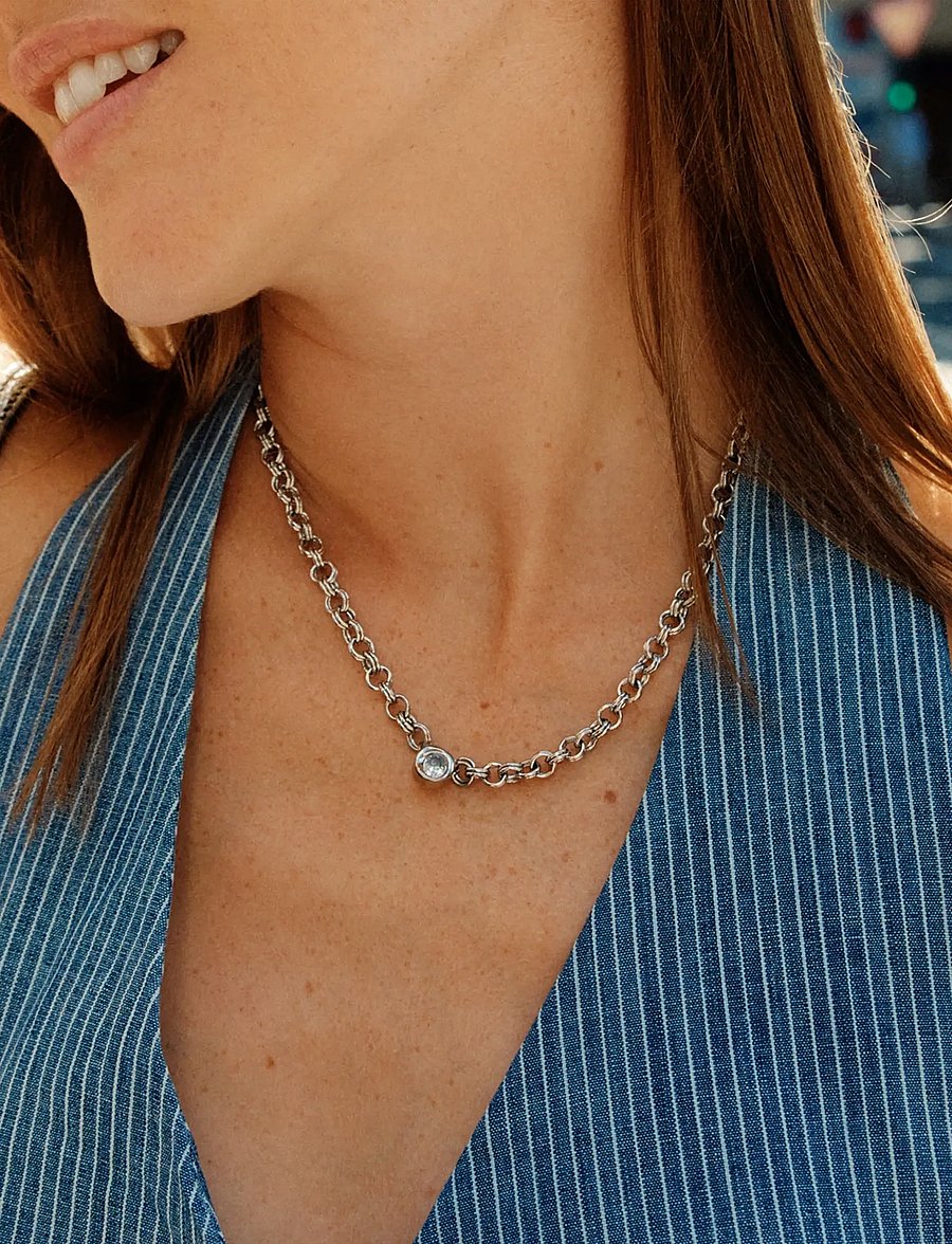 Edblad - Ocean Gem Necklace L Steel - halsketten - silver - 0
