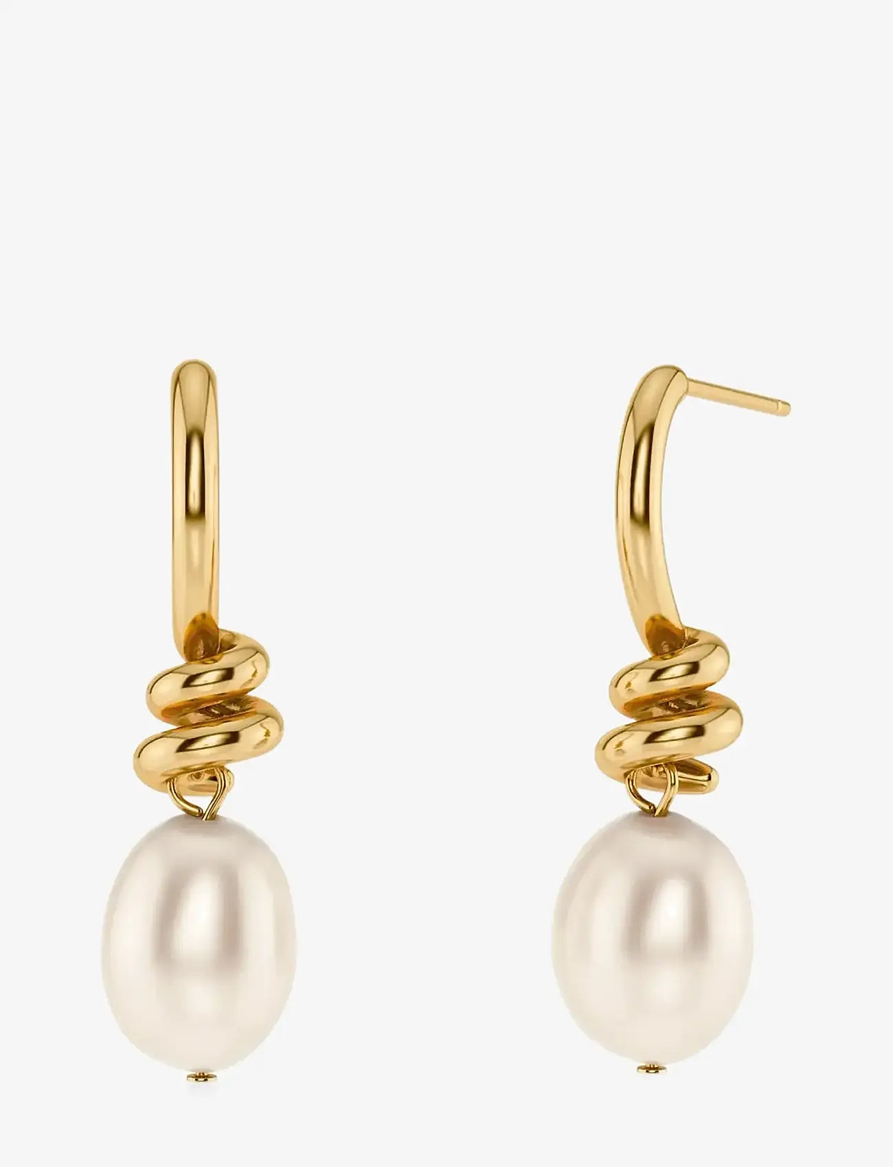 Edblad - Swivel Earrings Pearl S Gold - perlenohrringe - gold - 1