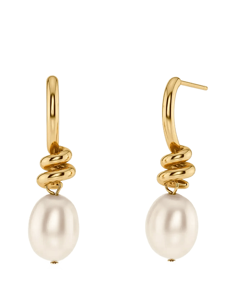 Edblad - Swivel Earrings Pearl S Gold - perlenohrringe - gold - 1