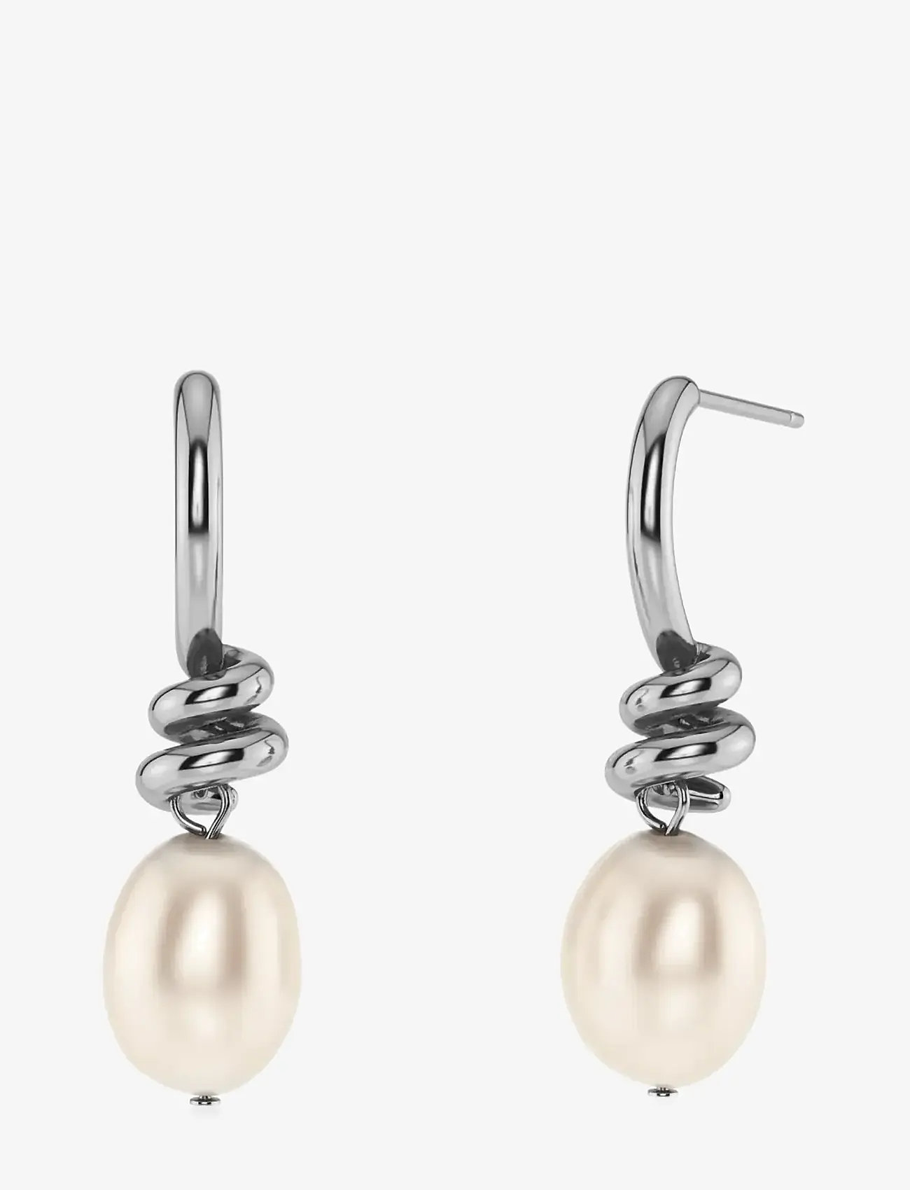 Edblad - Swivel Earrings Pearl S Steel - pearl earrings - silver - 0