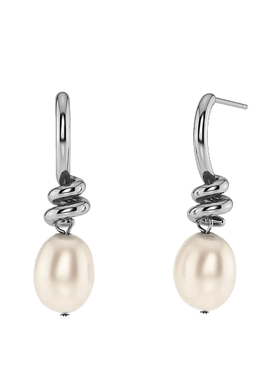 Edblad Swivel Earrings Pearl S Steel - Jewellery - SILVER / silver