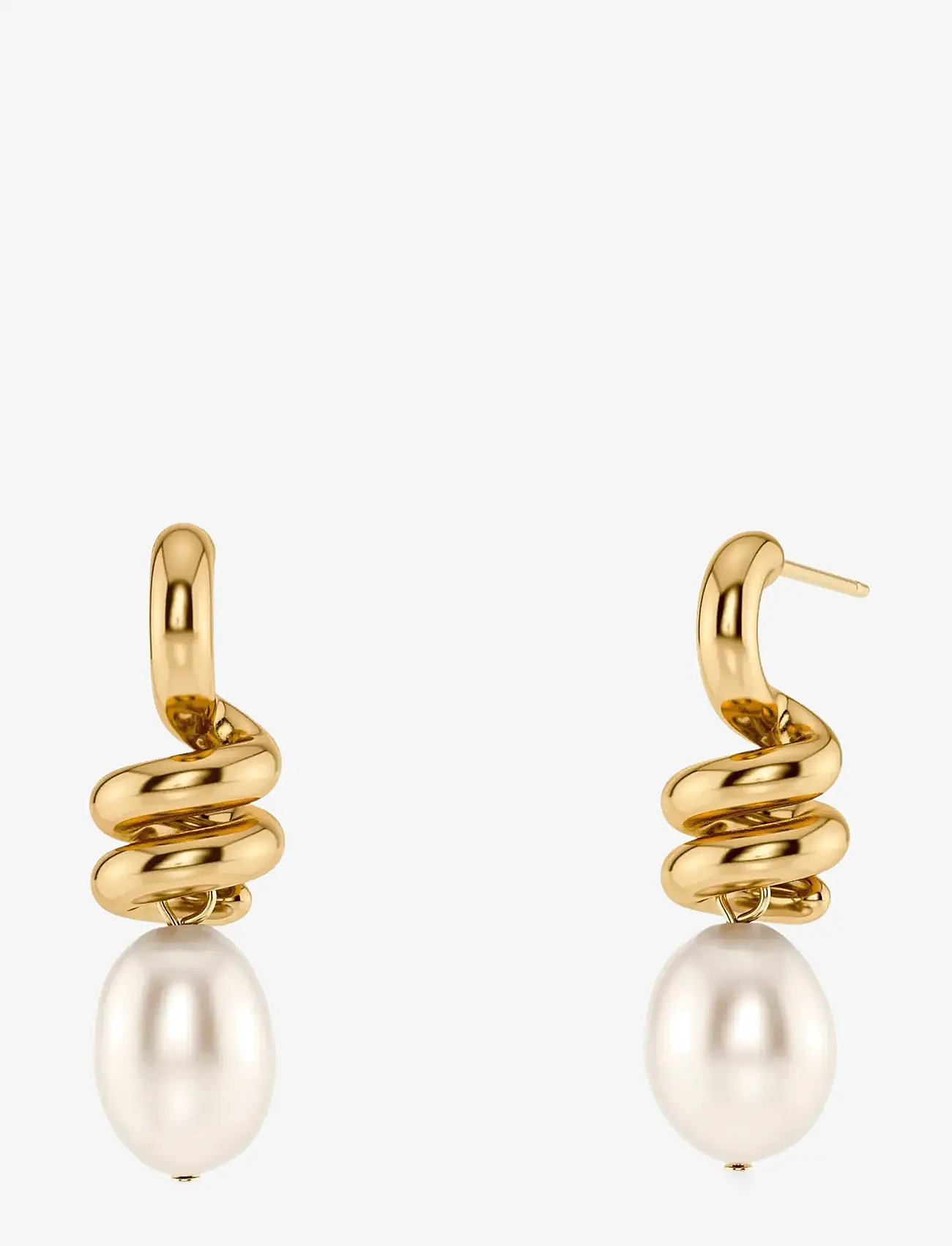 Edblad - Swivel Earrings Pearl L Gold - pearl earrings - gold - 1