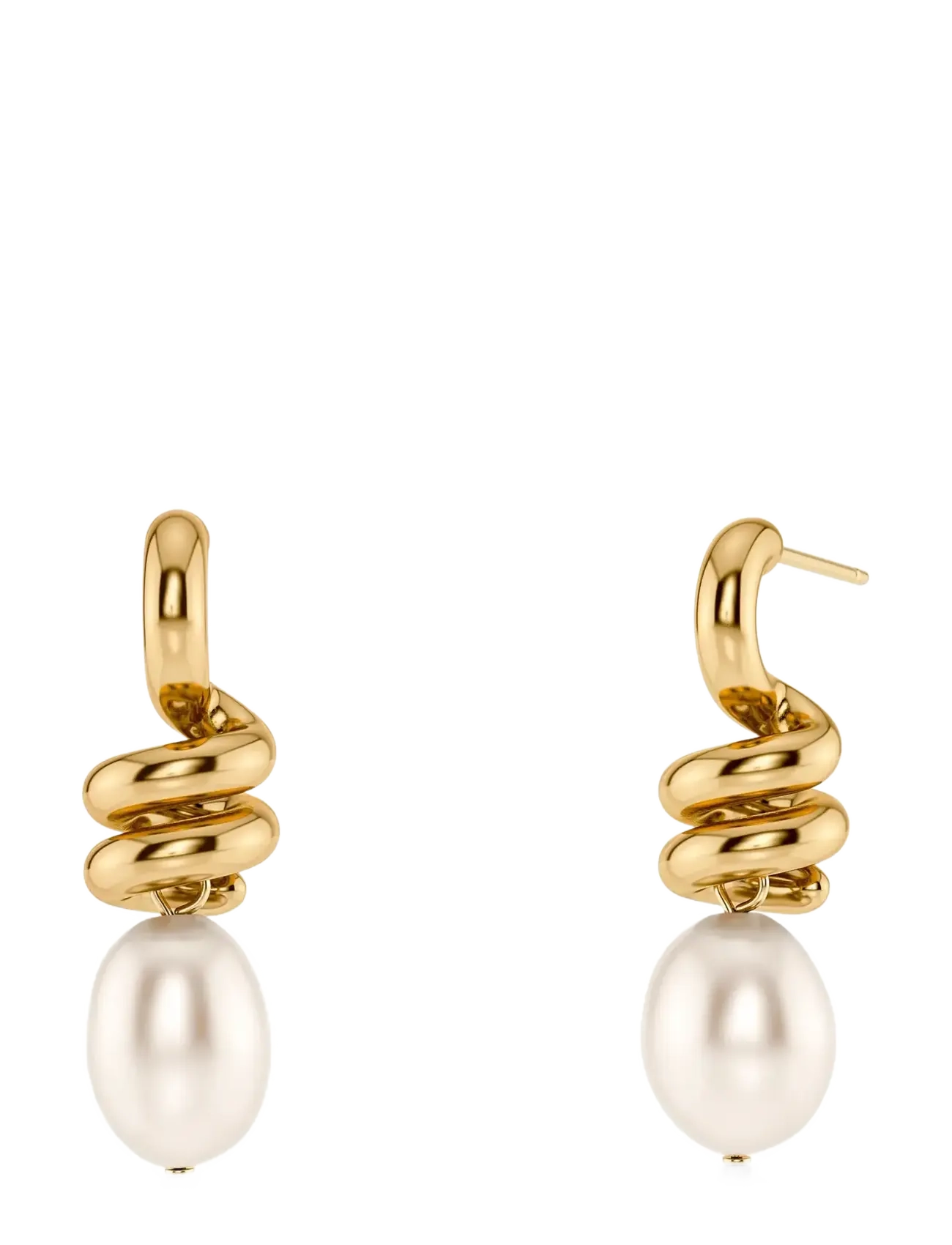 Edblad - Swivel Earrings Pearl L Gold - gold - 1