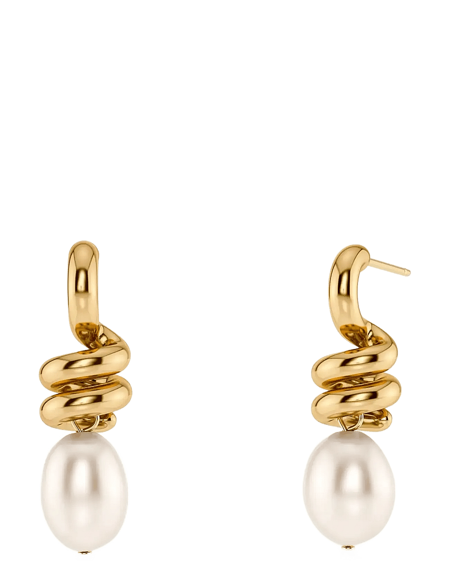 Edblad - Swivel Earrings Pearl L Gold - gold - 1