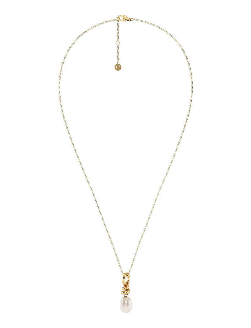Edblad - Swivel Necklace Pearl S Gold - perlekæder - gold - 1