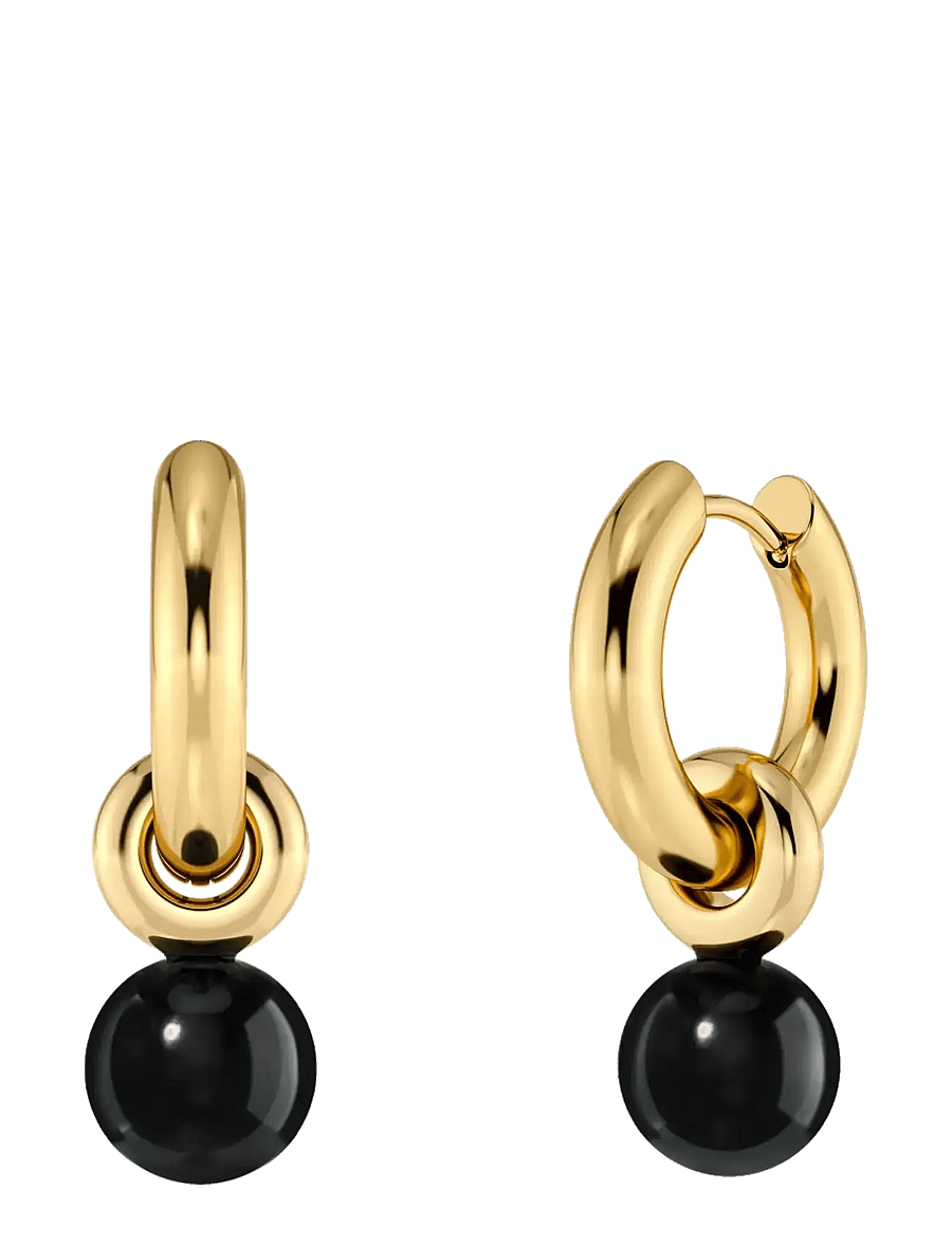 Edblad - Aura Hoops S Gold/Black One Size - kreolen - gold - 1