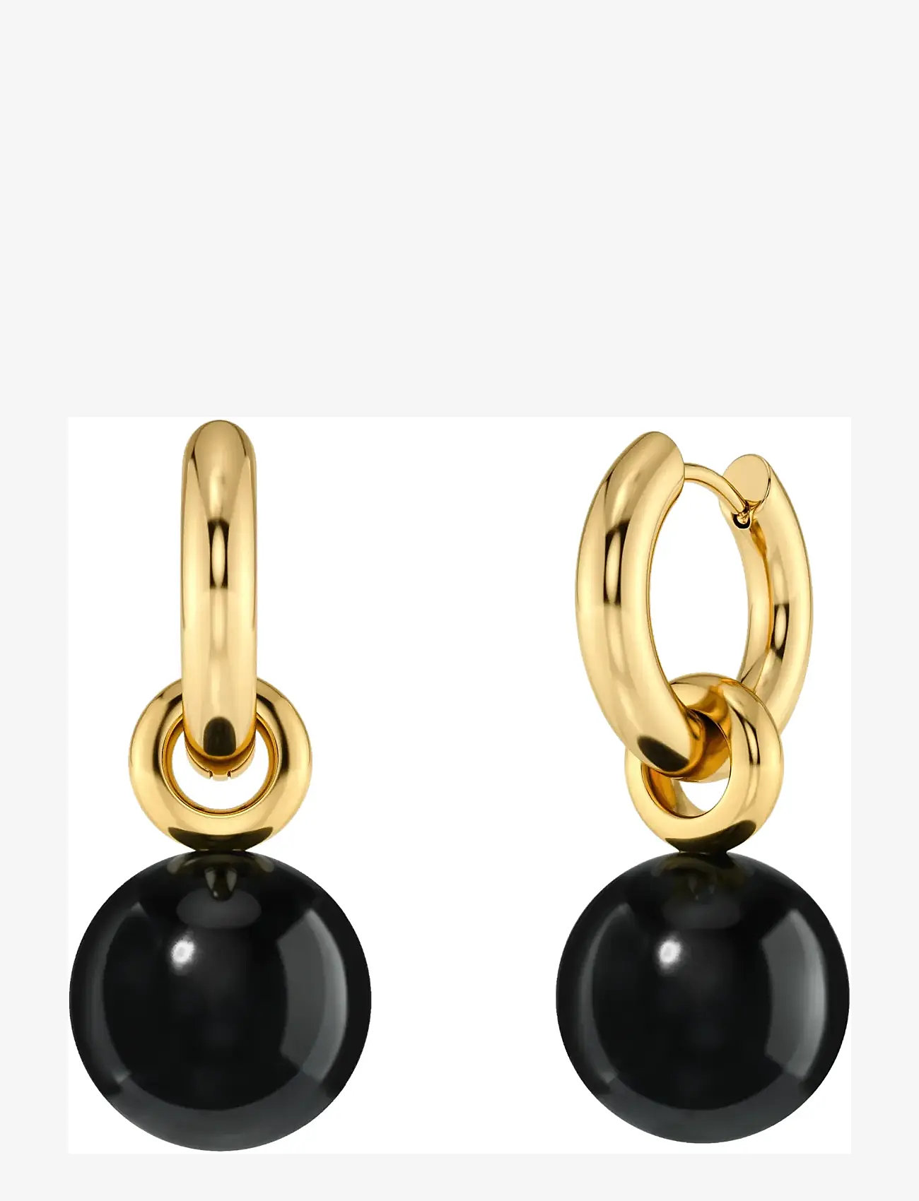 Edblad - Aura Hoops L Gold/Black One Size - kreolen - gold - 1