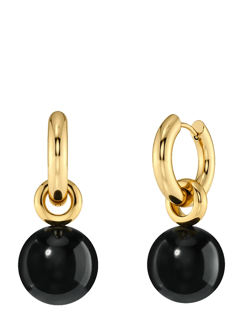 Edblad - Aura Hoops L Gold/Black One Size - kreolen - gold - 1